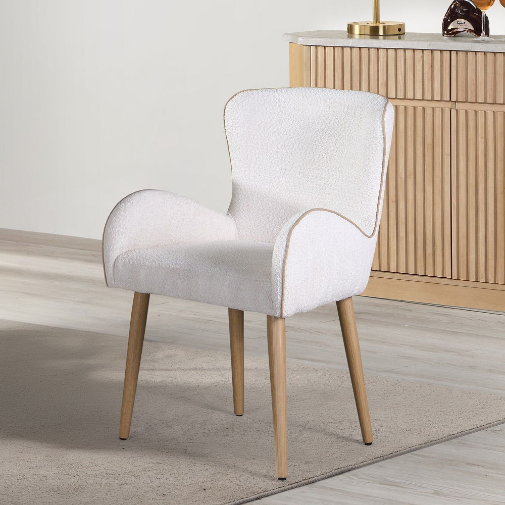 Adalynn - Side Chair (Set of 2) - Beige Boucle & Oak, white