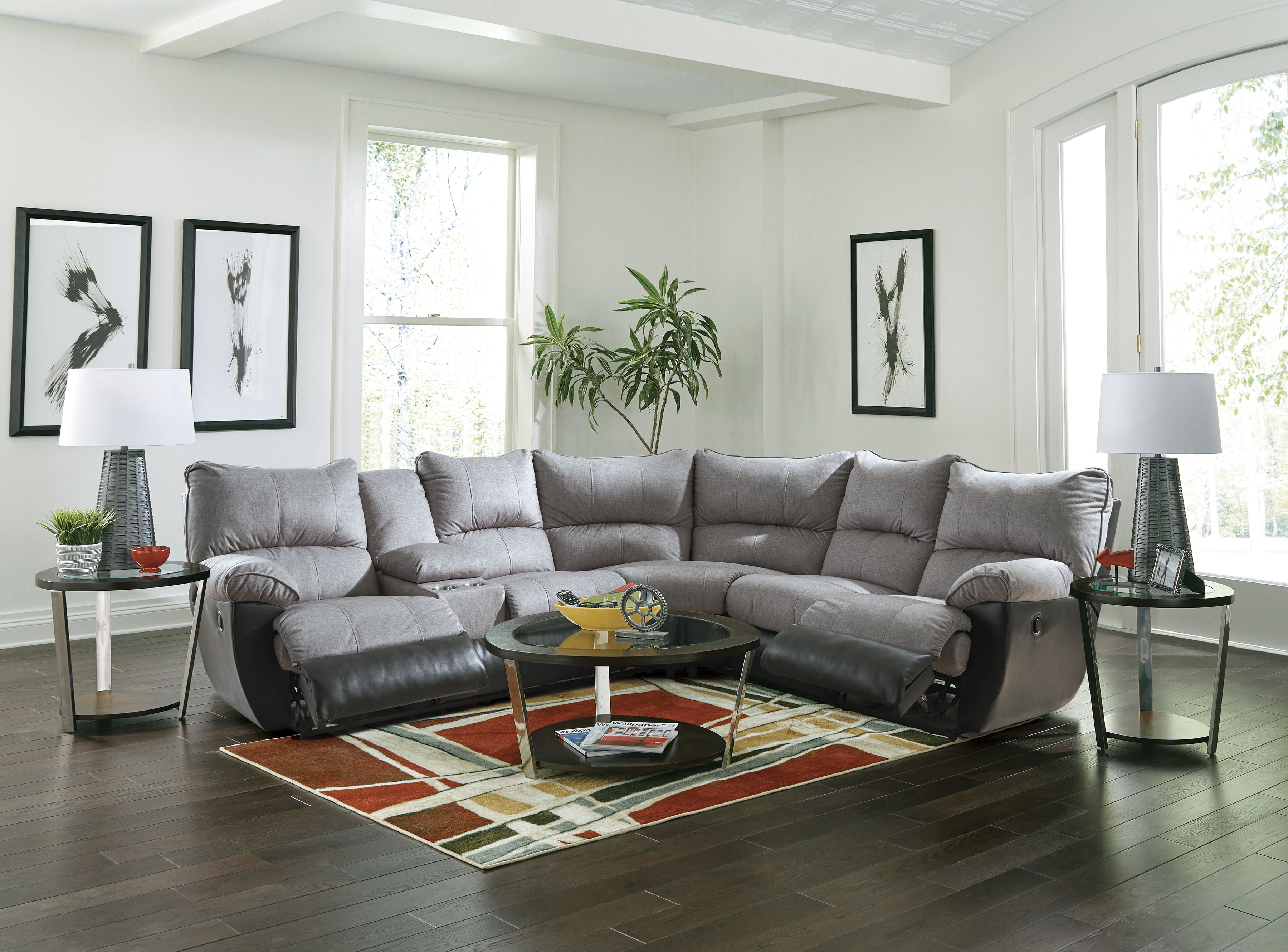 Destiny - Lay Flat Reclining LSF Section With Console - Black