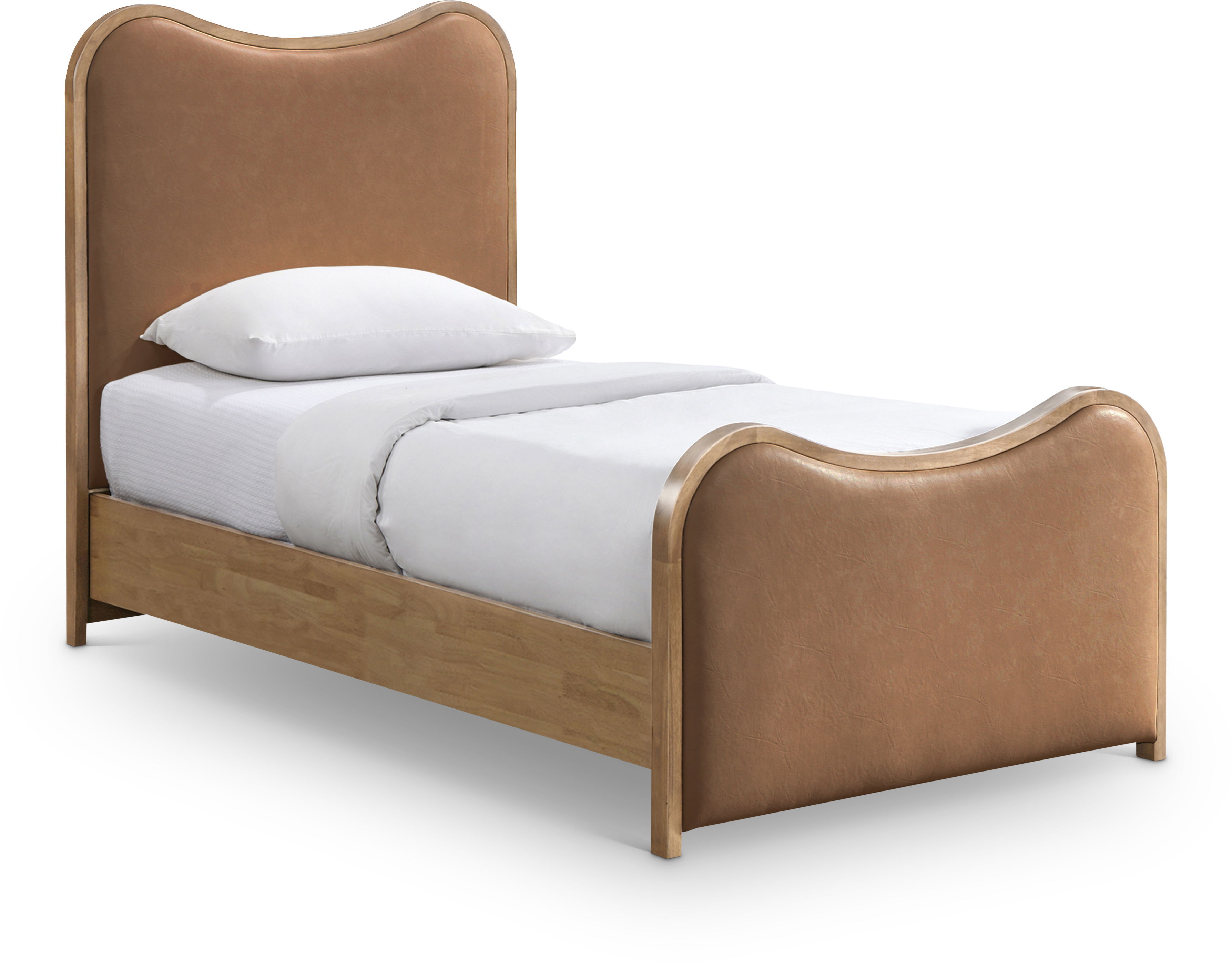 Arvada - Vegan Leather Twin Bed - Cognac