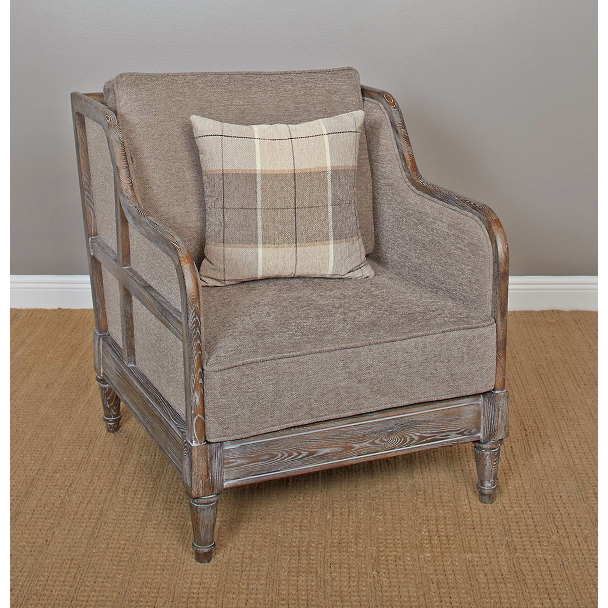 Accent Chair with Pillow- Wire Brush Gray/Taupe Image