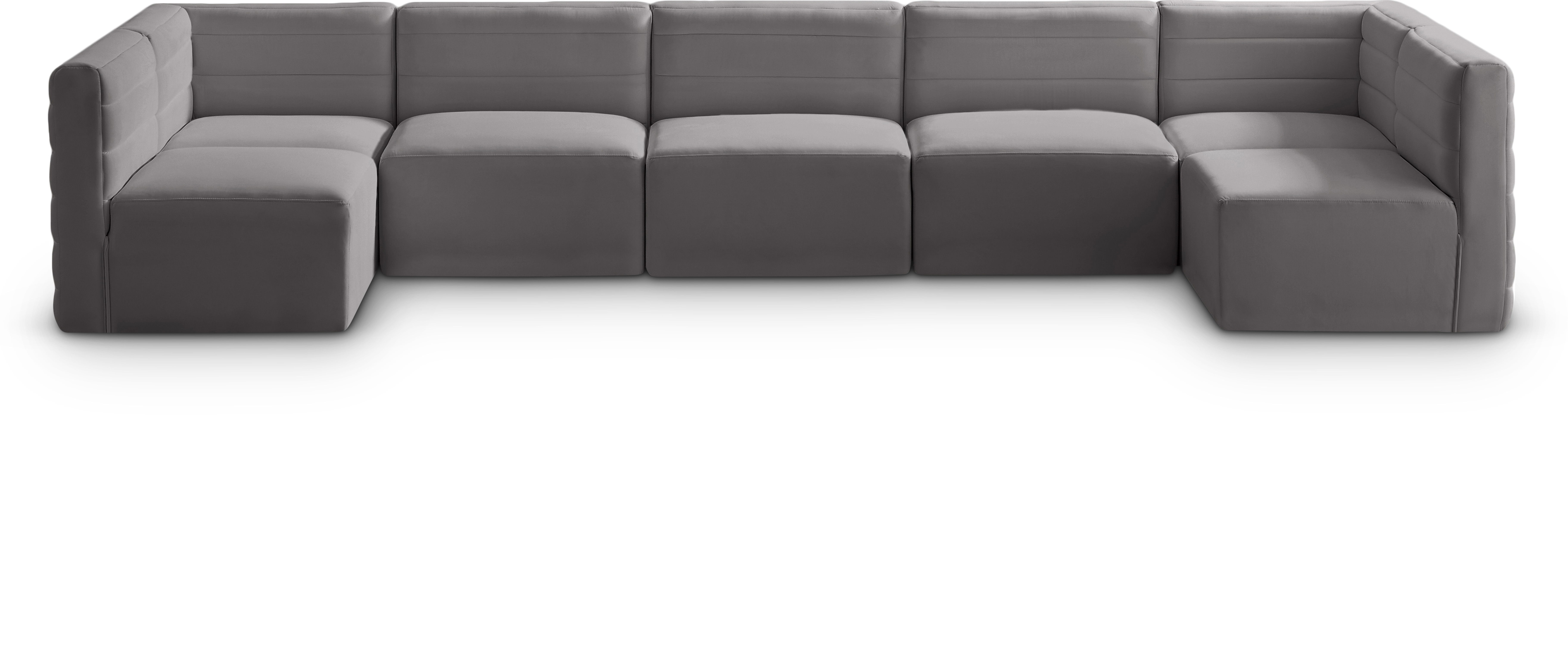 Quincy - 7 Piece Modular U-Shaped Sectional - Gray