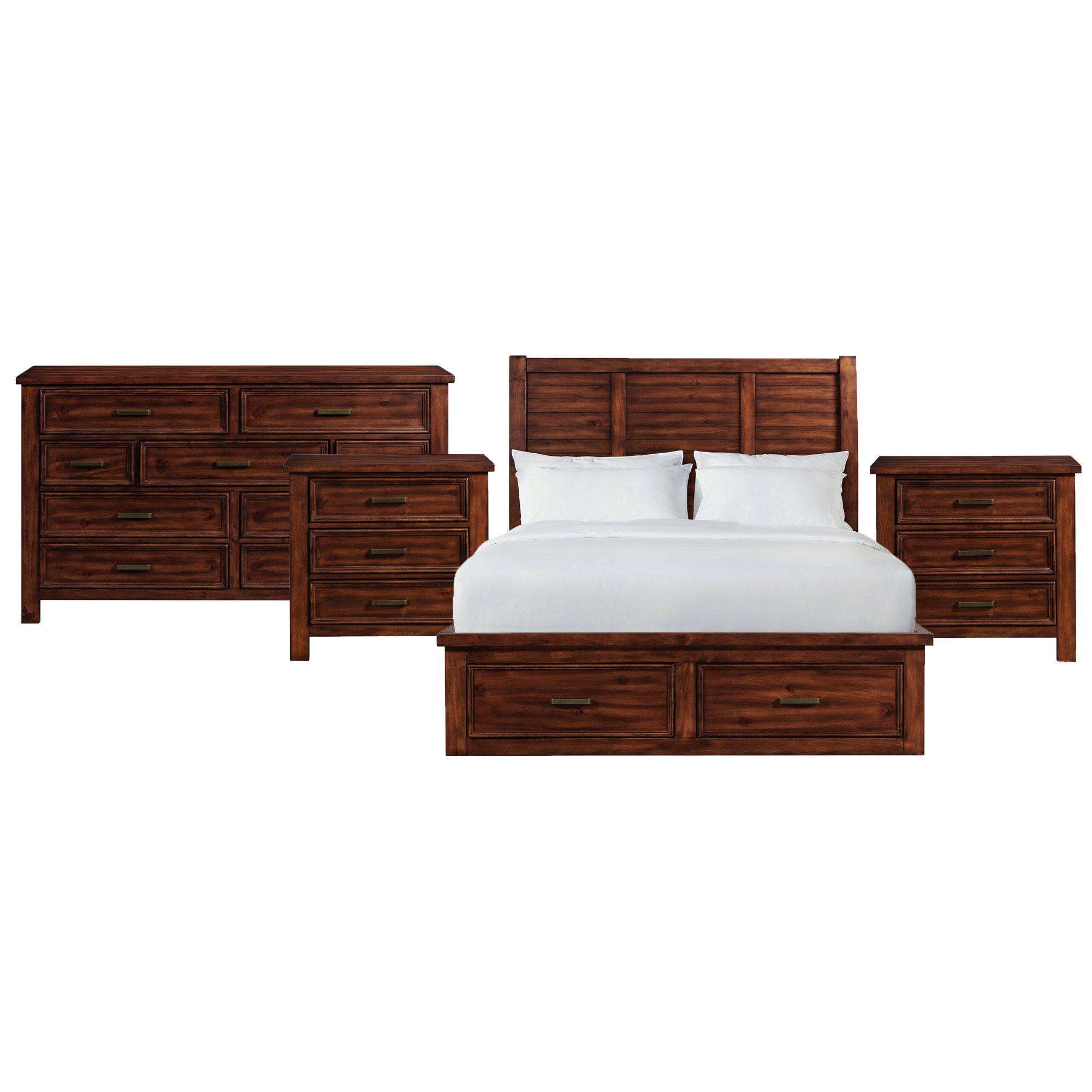 Queen · 4 Pc · Bedroom Set With 2 Nightstands & Dresser