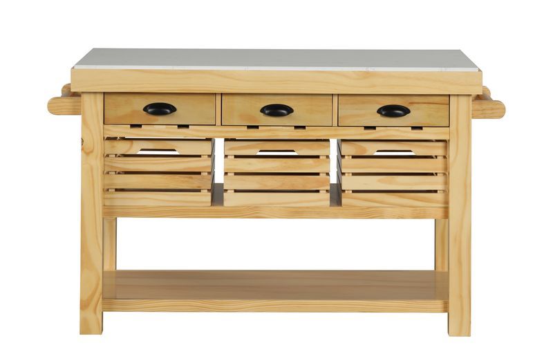 Grovaam - Kitchen Island - Marble Top & Natural, beige, view 6