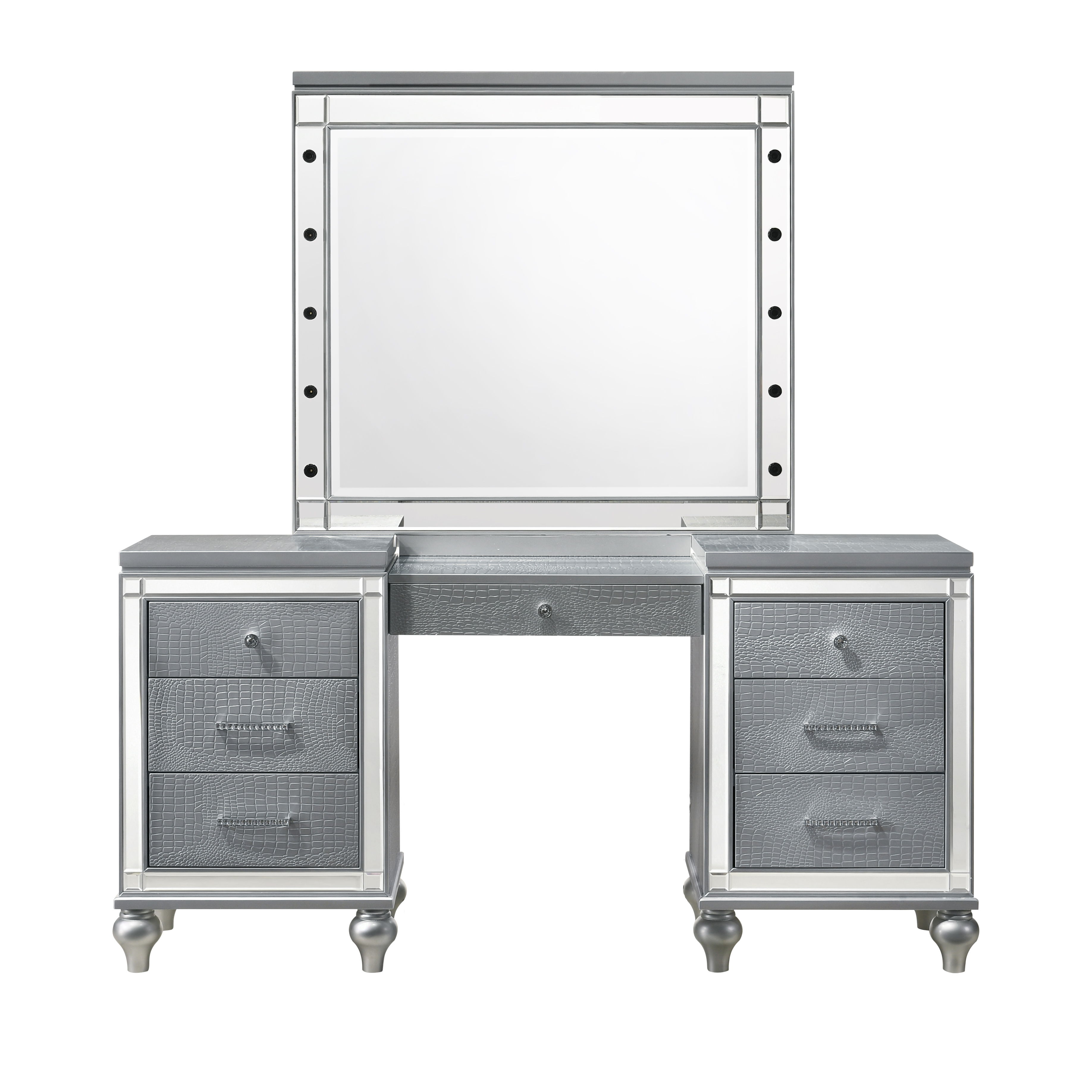 Valentino - Vanity Table & Mirror - Silver
