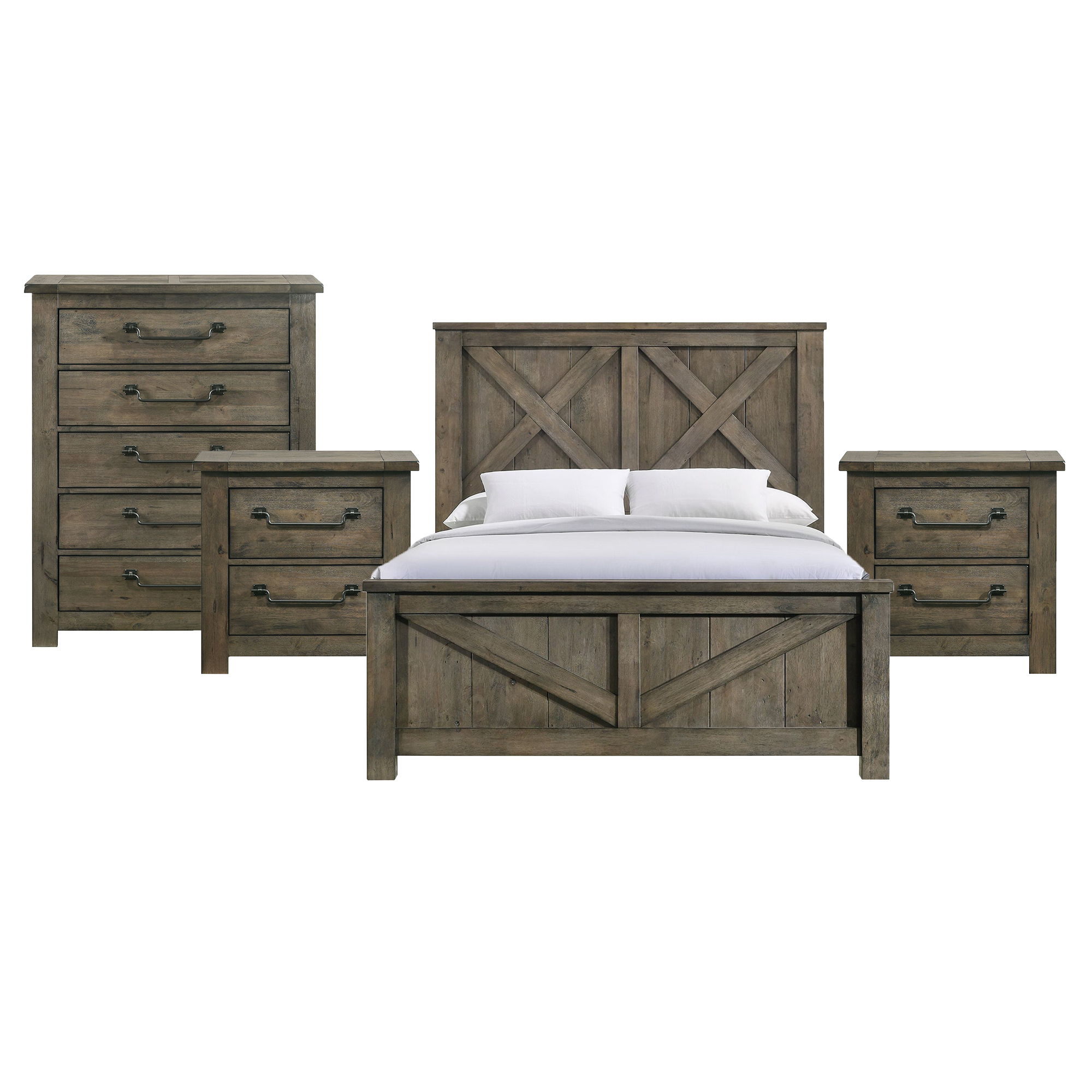Queen · 4 Pc · Bedroom Set With 2 Nightstands & Chest