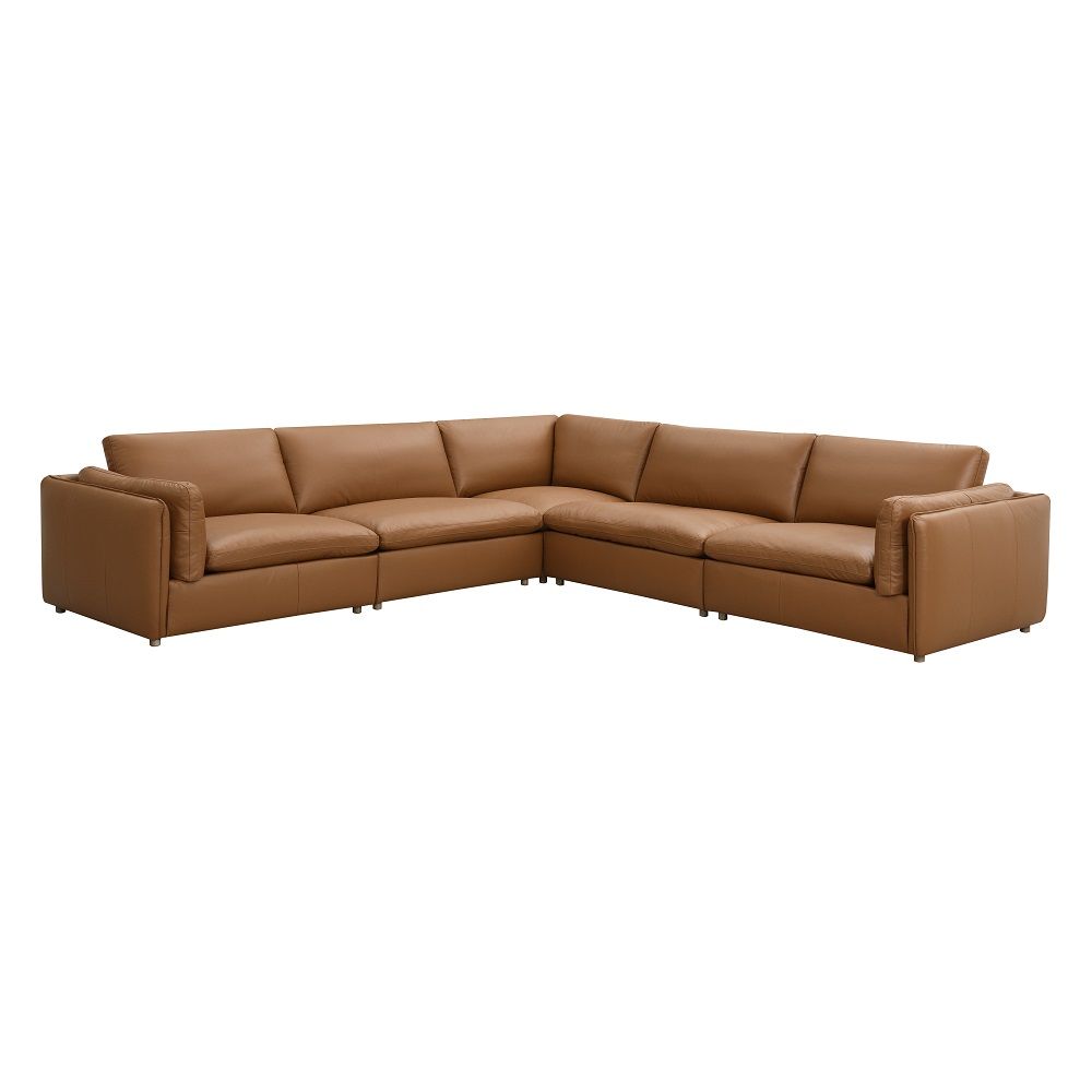 Brighton - Modular Armless Chair - Brown Top Grain Leather, light brown, view 2