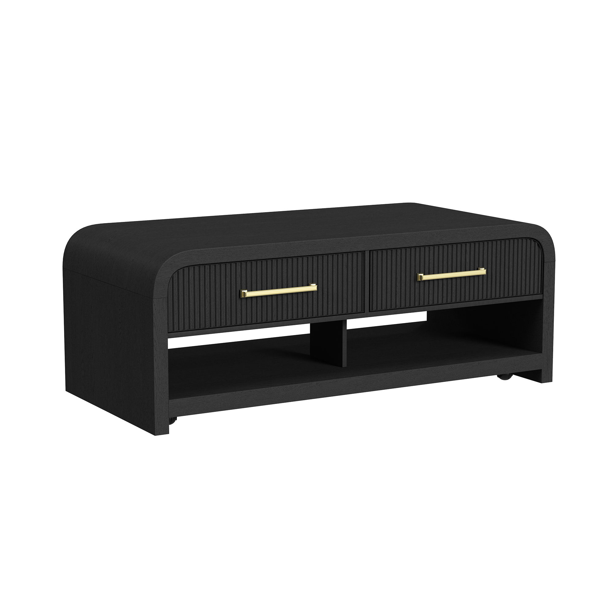 Ridgemont - Coffee Table With Casters / Push Through Drawer - Black
