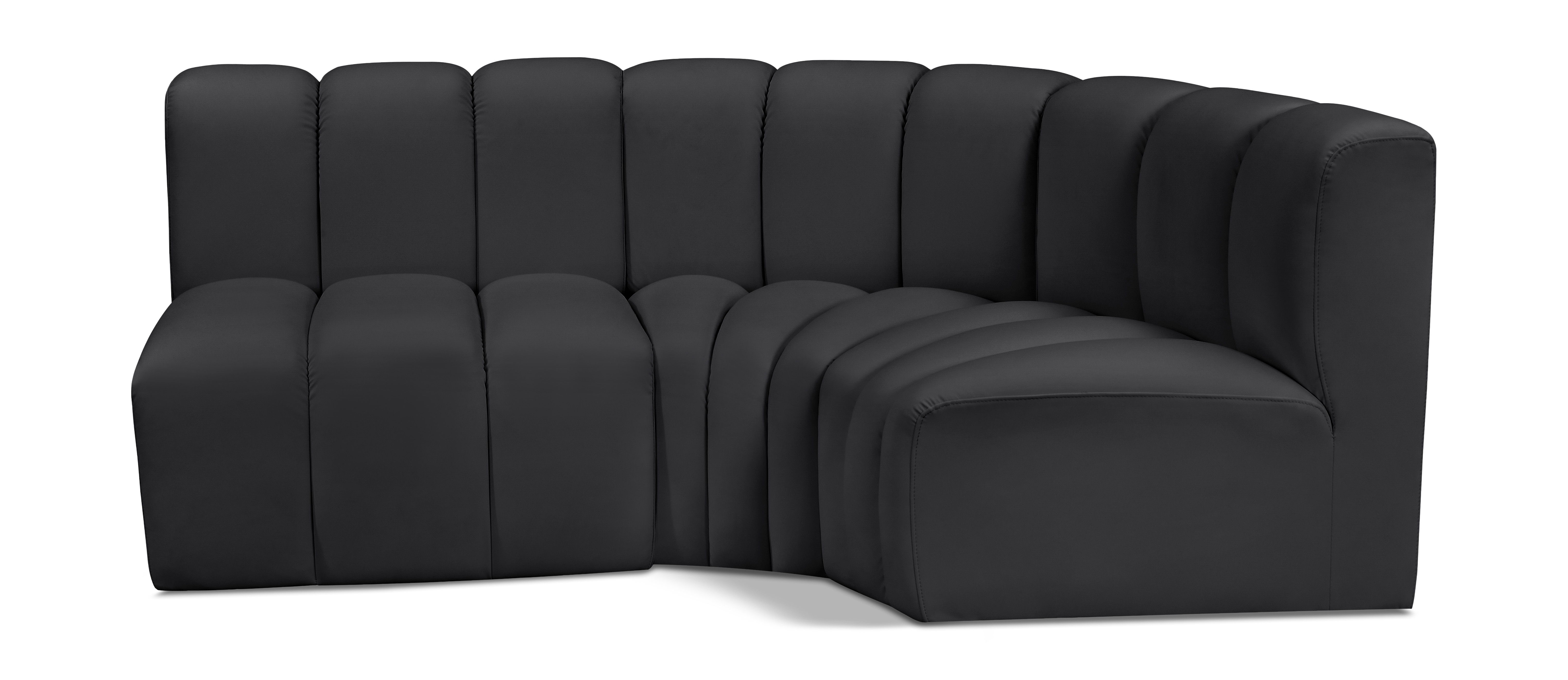 Arc - Faux Leather 3 Piece Sofa - Black