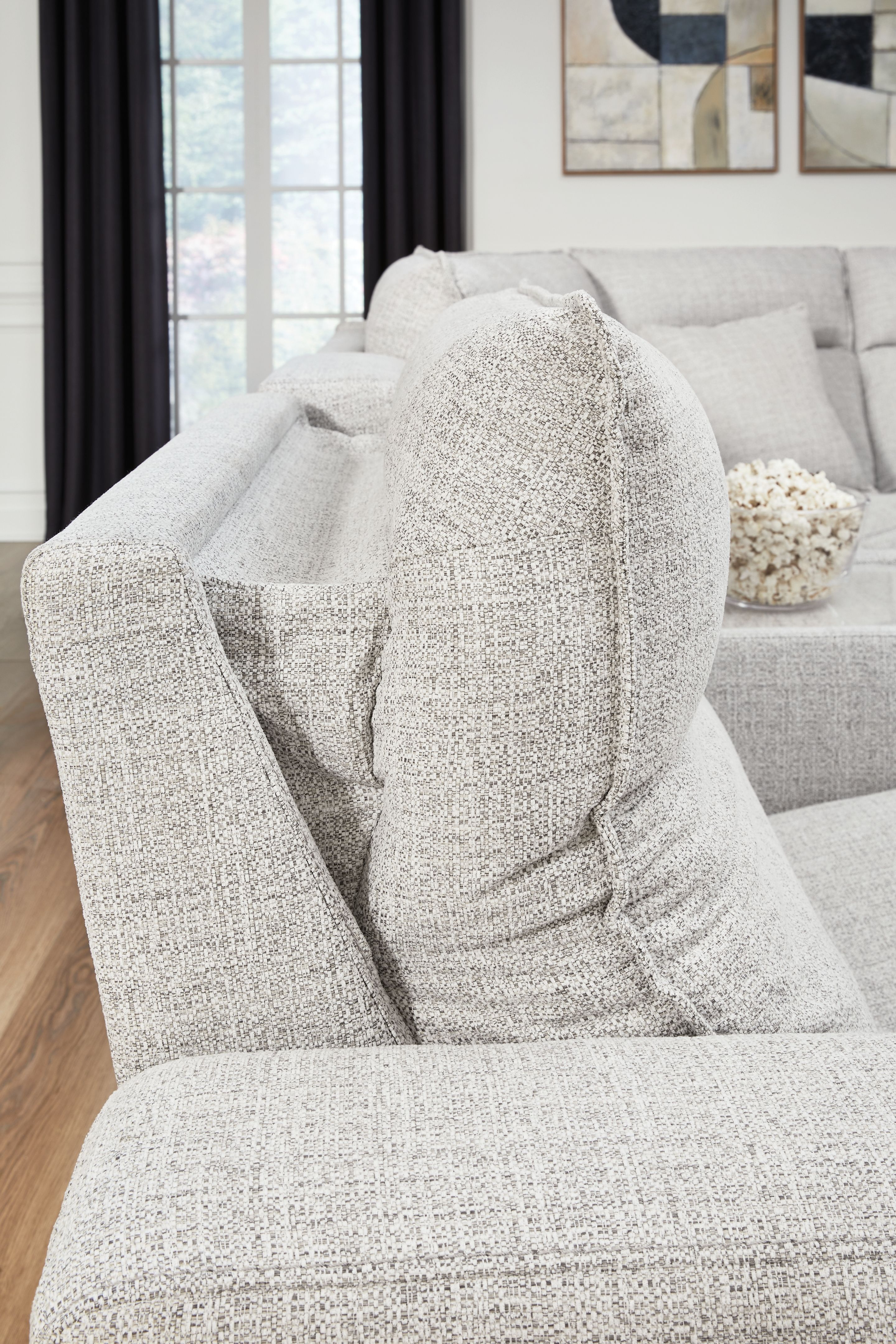Modmax II - 7-Piece Power Reclining Sectional With LAF Press Back Power Chaise, Console And Audio Console - Stone