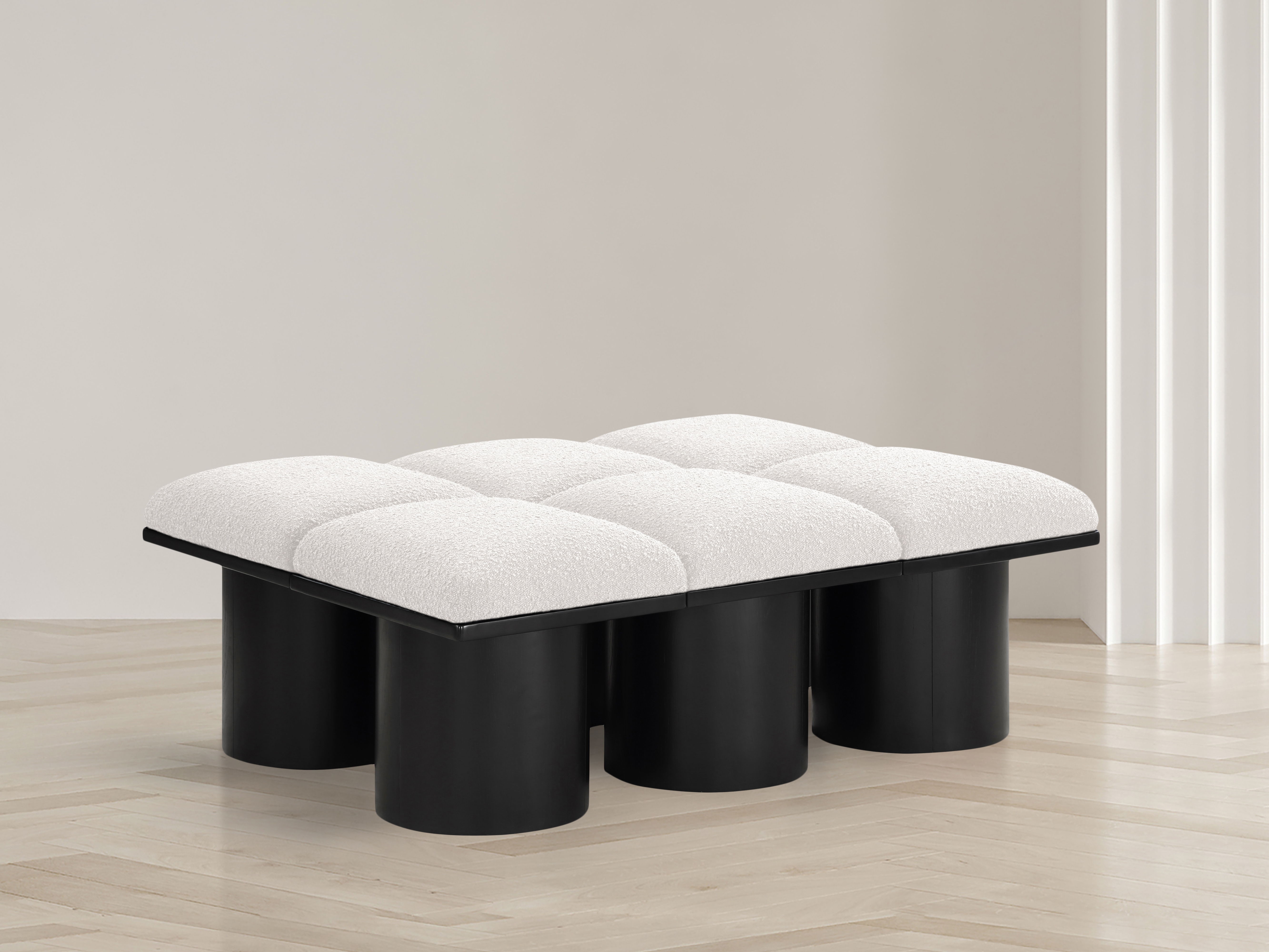 Pavilion - 46.5" 6 Piece Modular Bench With Black Base - Cream