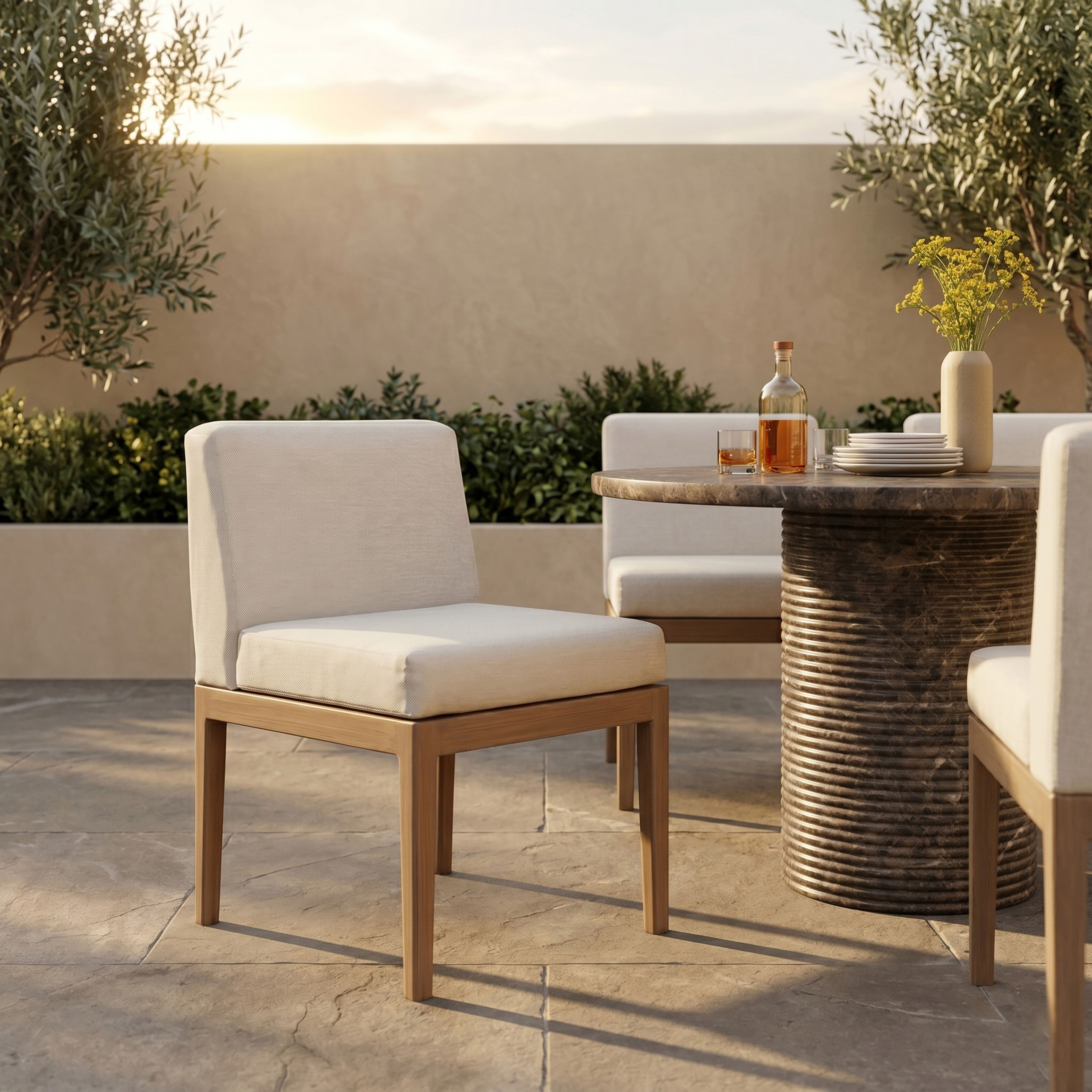 Solace - Olefin Performance Fabric Outdoor Patio Dining Side Chair - Cream
