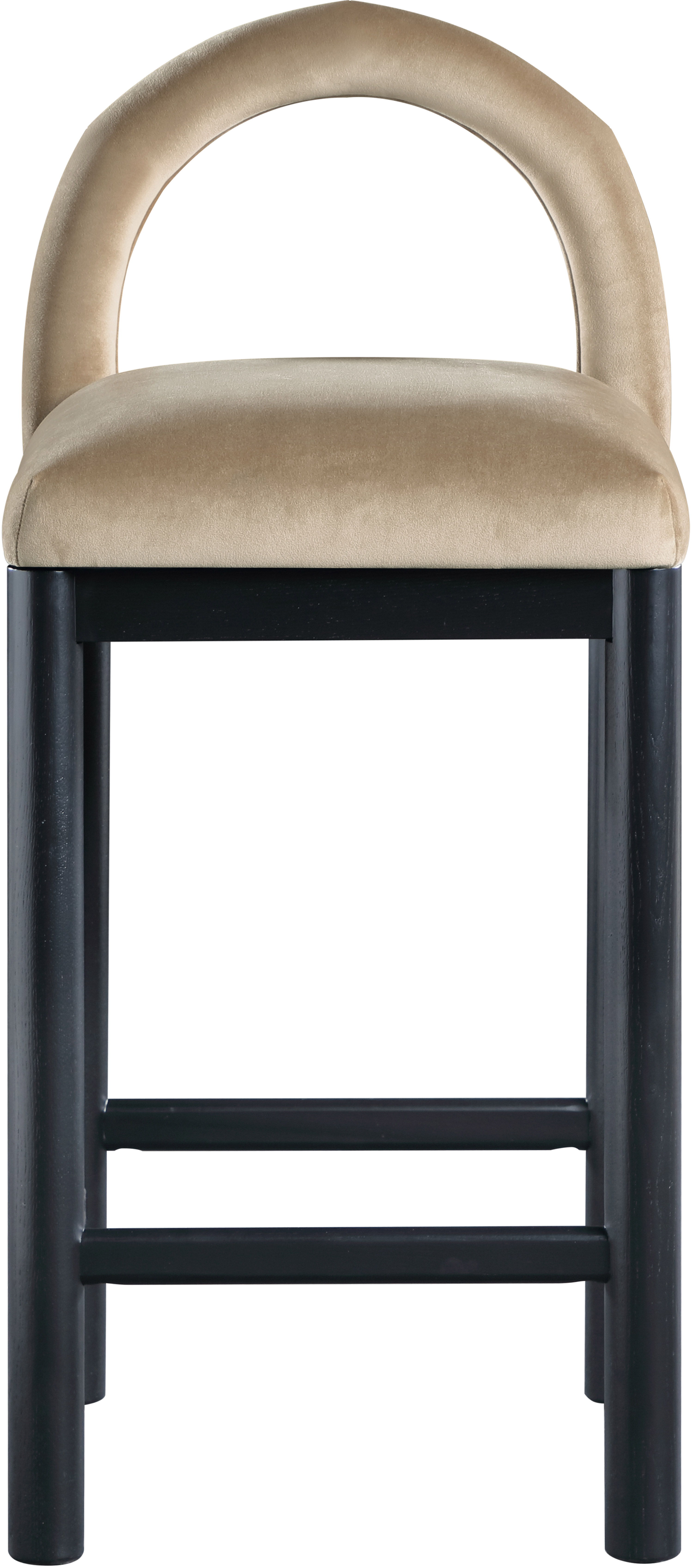 Conrad - Velvet Counter Stool With Black Legs - Beige