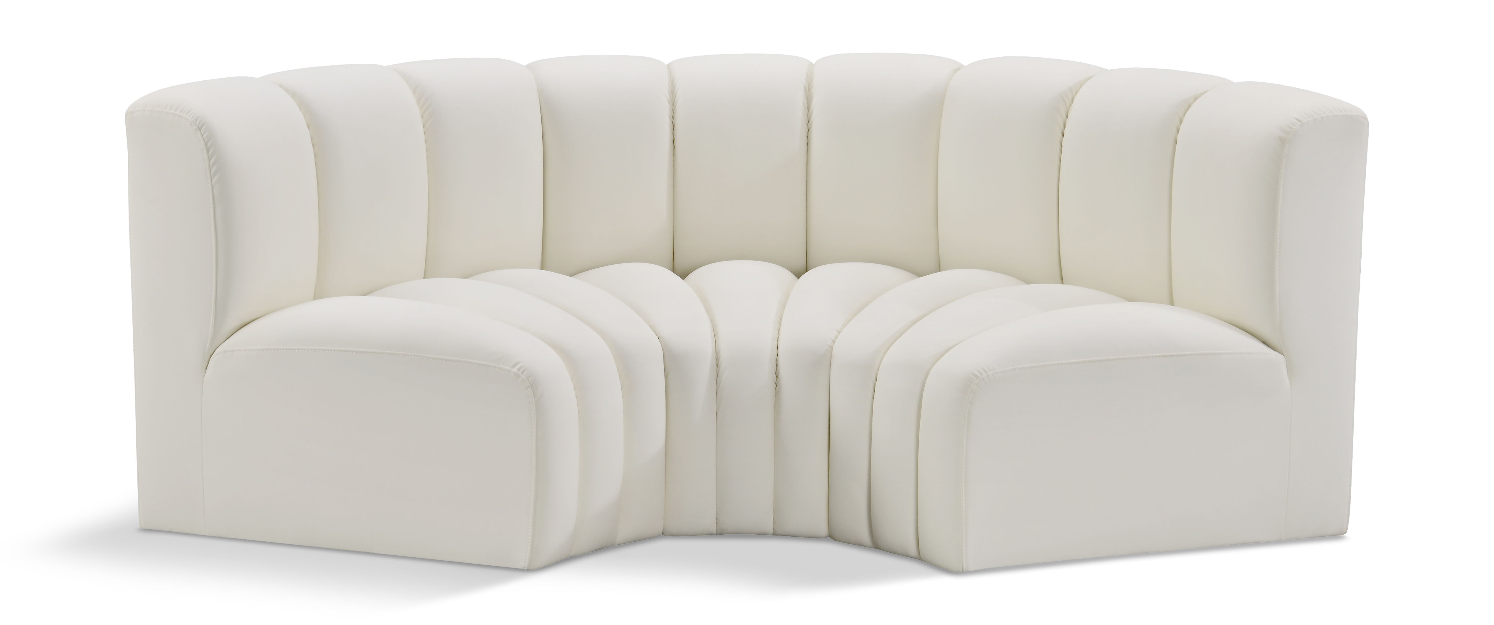 Arc - Faux Leather 3 Piece Modular U-Shaped Sofa - Cream