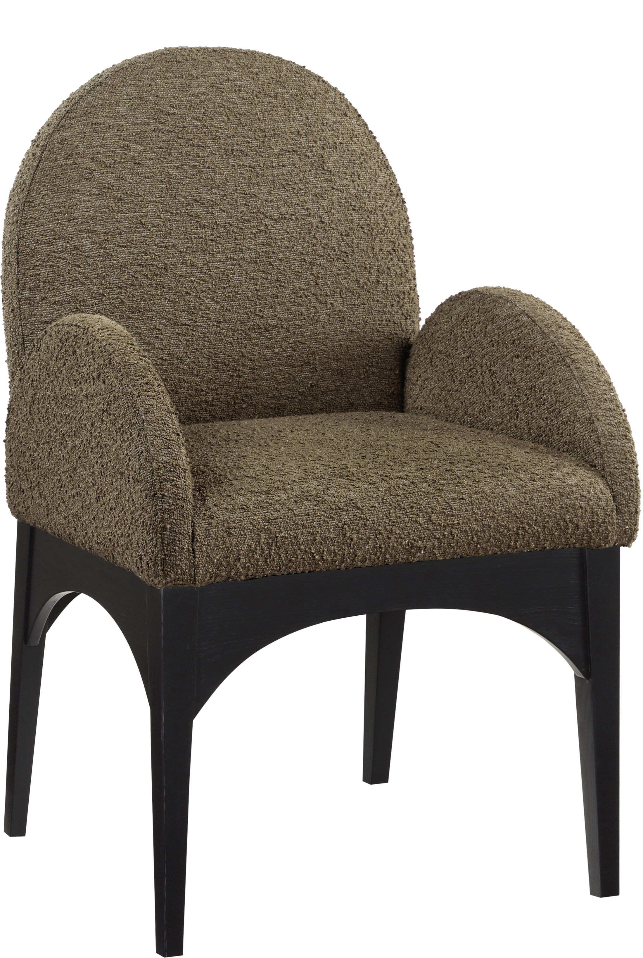 Waldorf - Boucle Dining Arm Chair With Black Legs - Olive