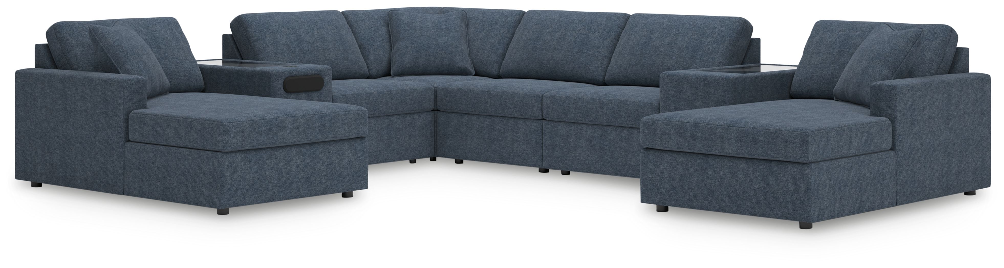 8 Pc · Double Chaise Sectional With Audio And Storage Consoles