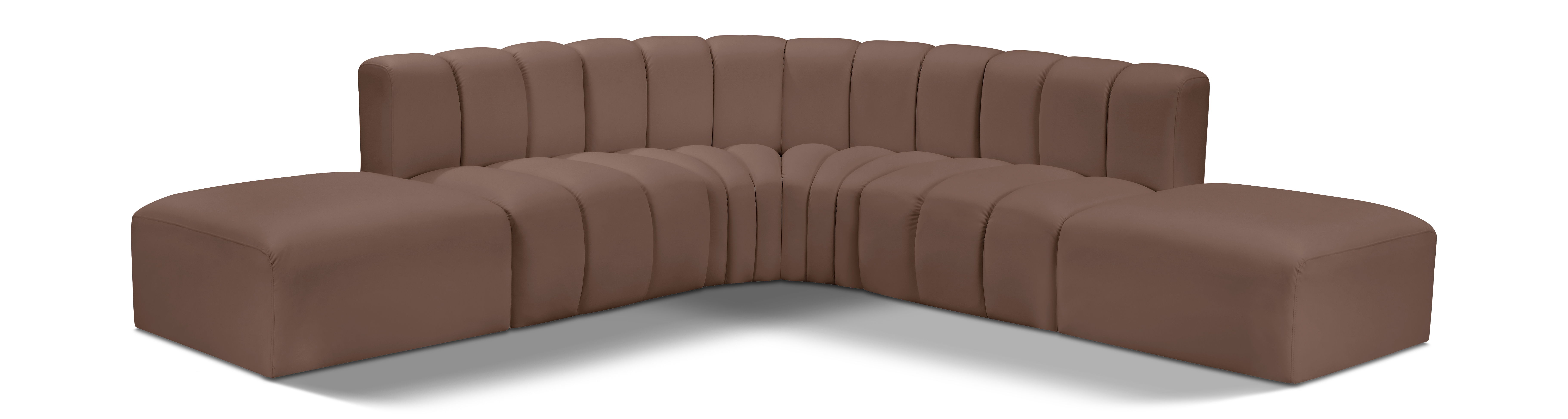 Arc - Faux Leather 6 Piece Corner Modular Sofa - Brown