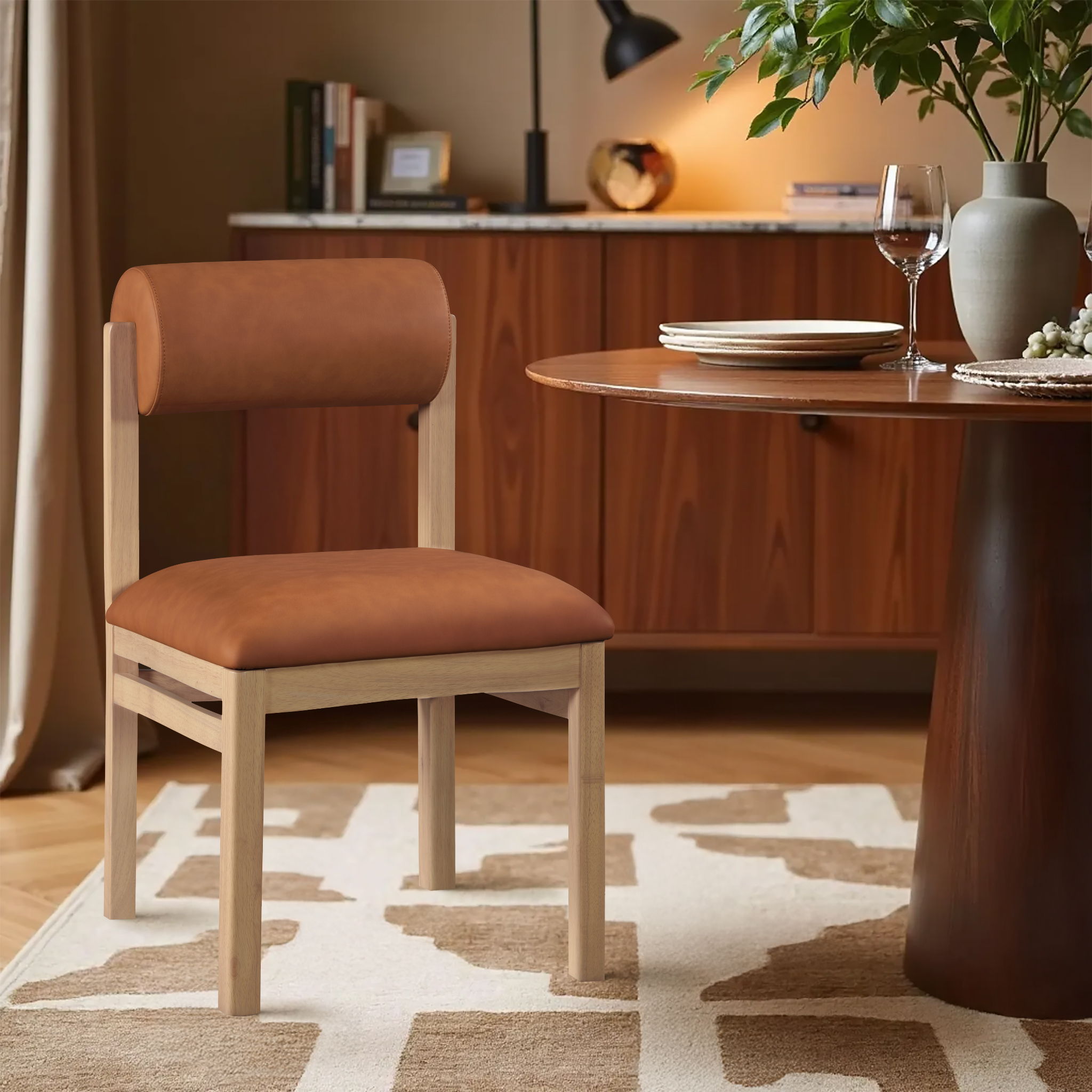 Roundhill - Upholstered Dining Chair (Set of 2) - Cognac