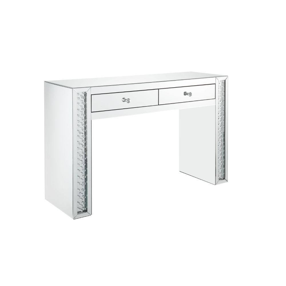 Nysa - Vanity Desk - Mirrored & Faux Crystals, silver