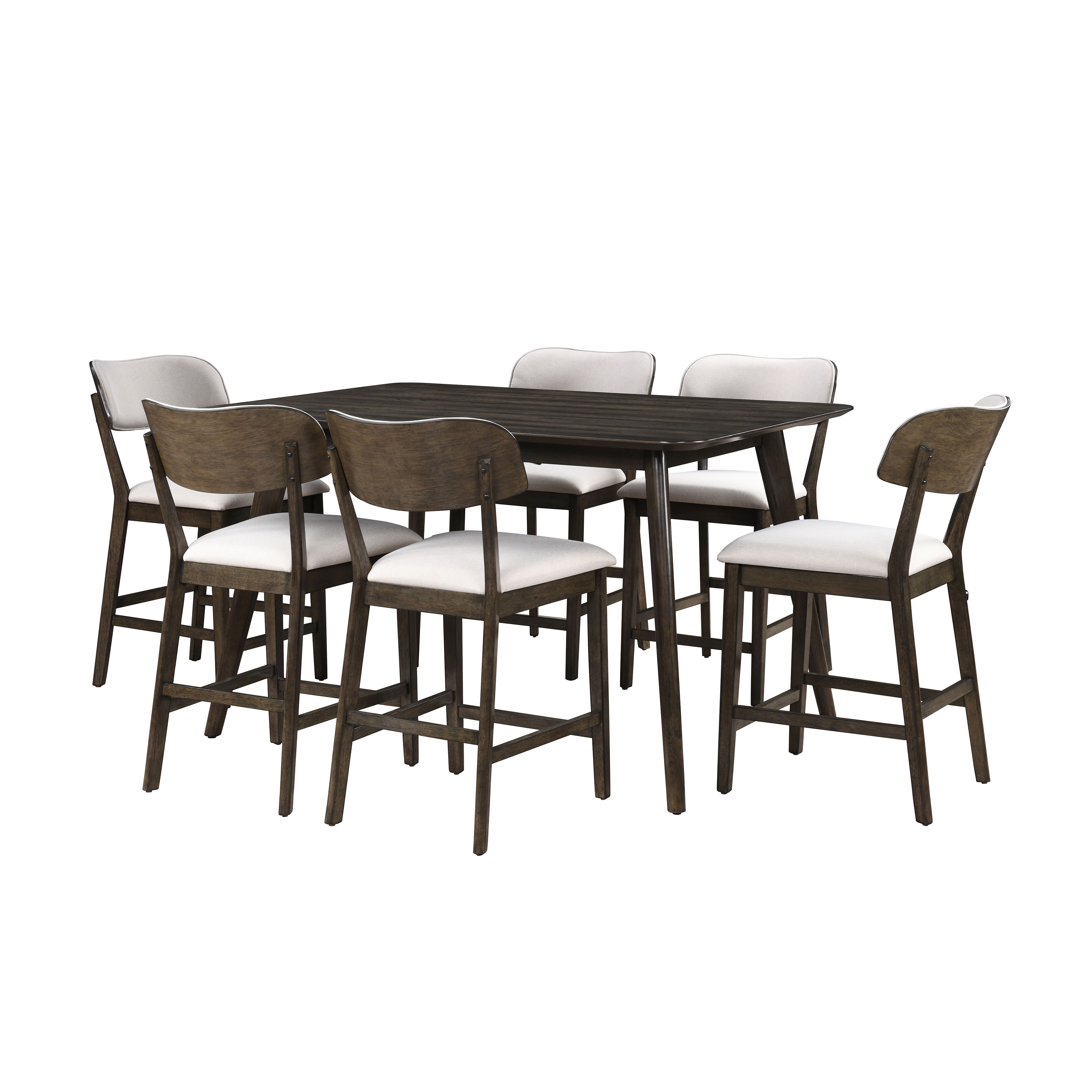Rex - 60" Counter Height Table With 6 Counter Chairs - Dark Brown