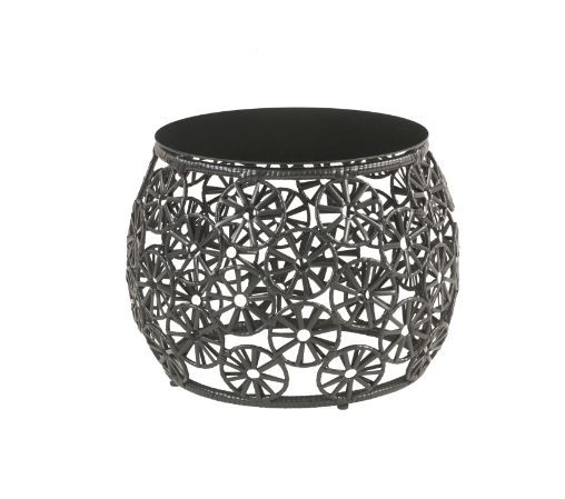 Hikre - Patio Lounge Chair & Side Table - Clear Glass, Charcoal Fabric & Black Wicker, dark gray, view 2