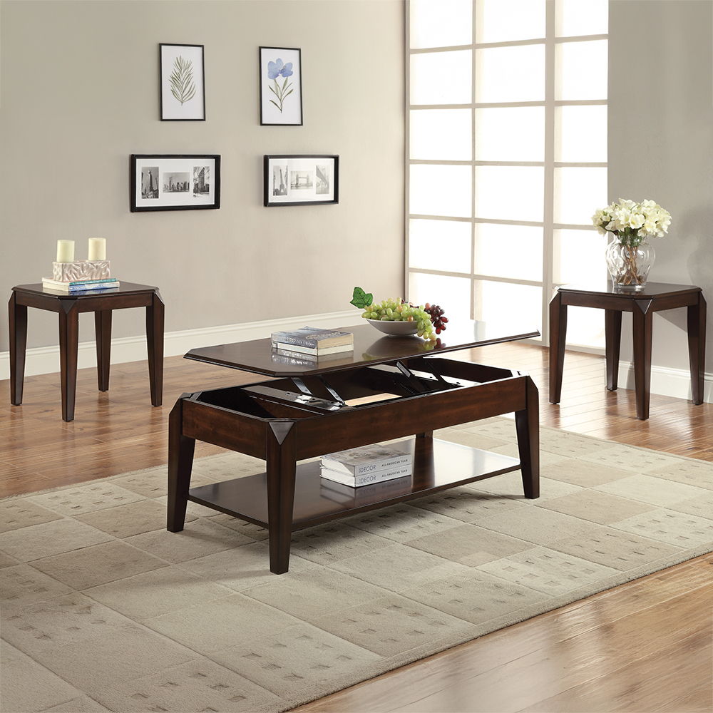 Docila - Coffee Table With Lift Top - Walnut, dark brown, view 2