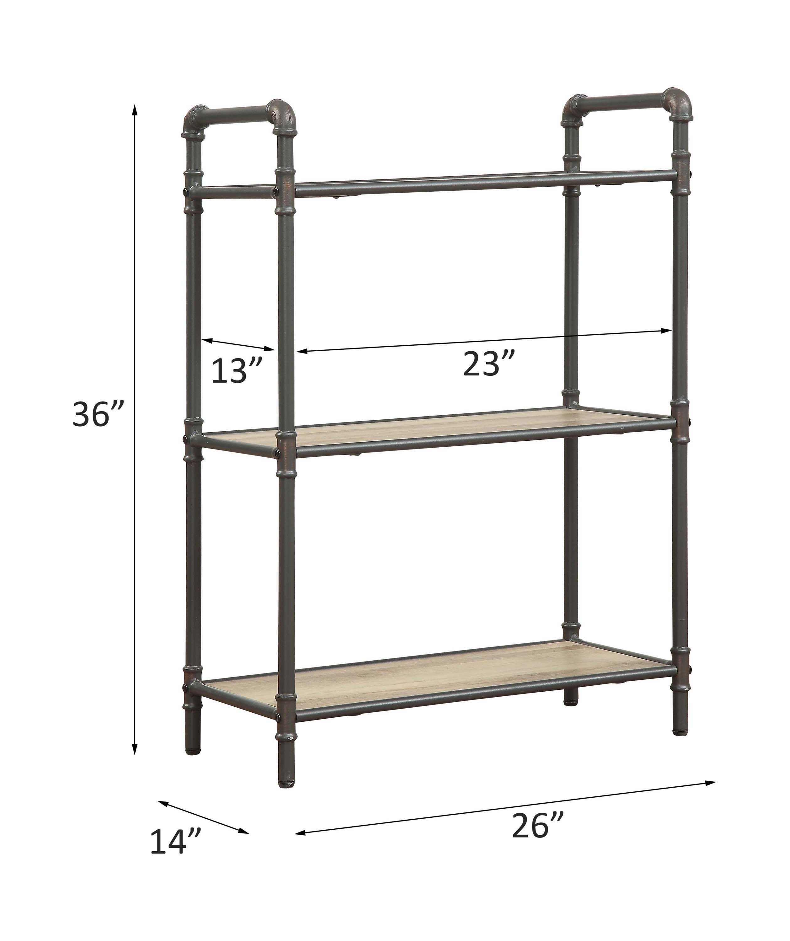 Itzel - 36" Bookshelf - Antique Oak & Sandy Gray, dark gray, view 6