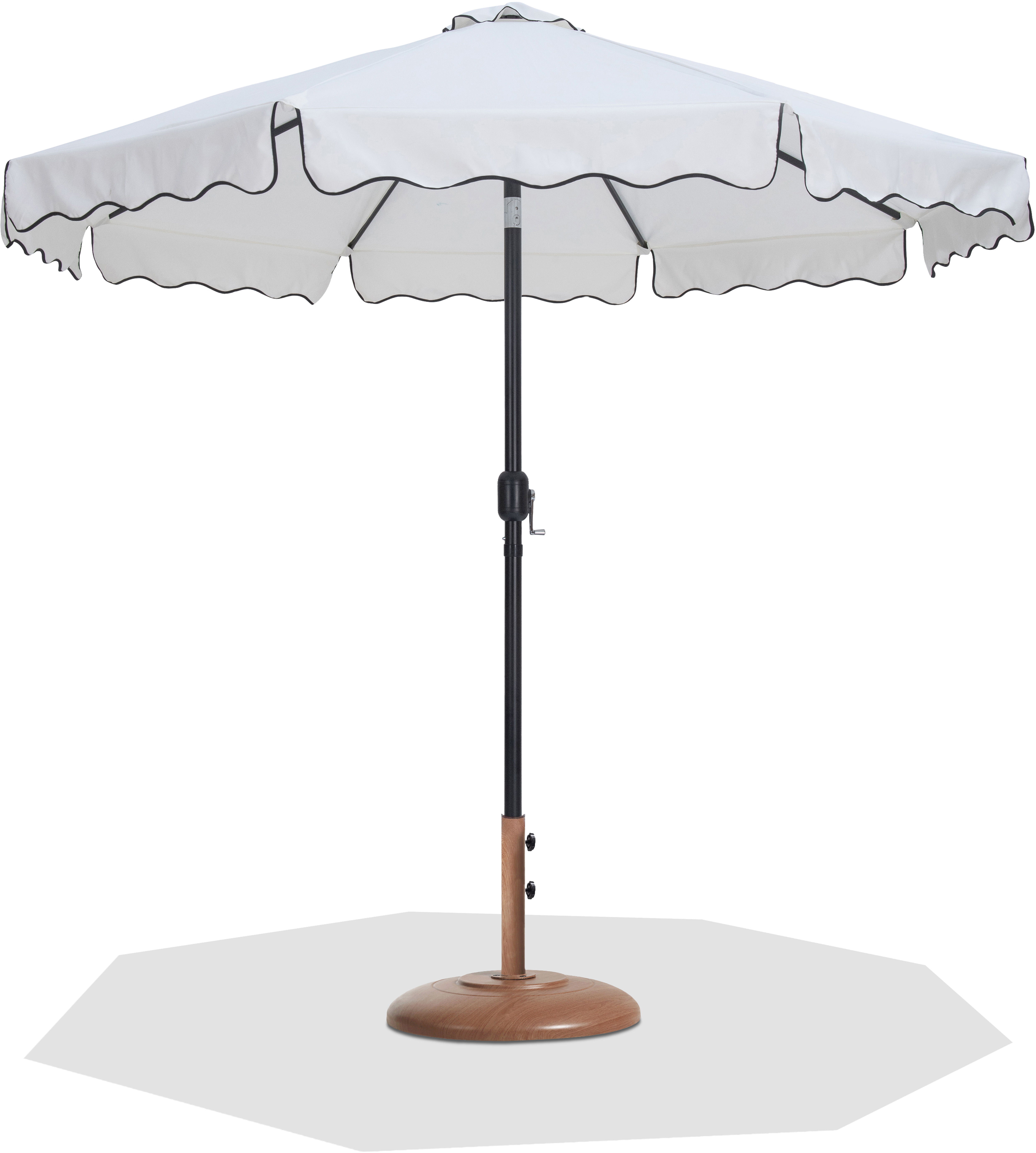 Amalfi - Aluminum Patio Umbrella with Base - White / Teak