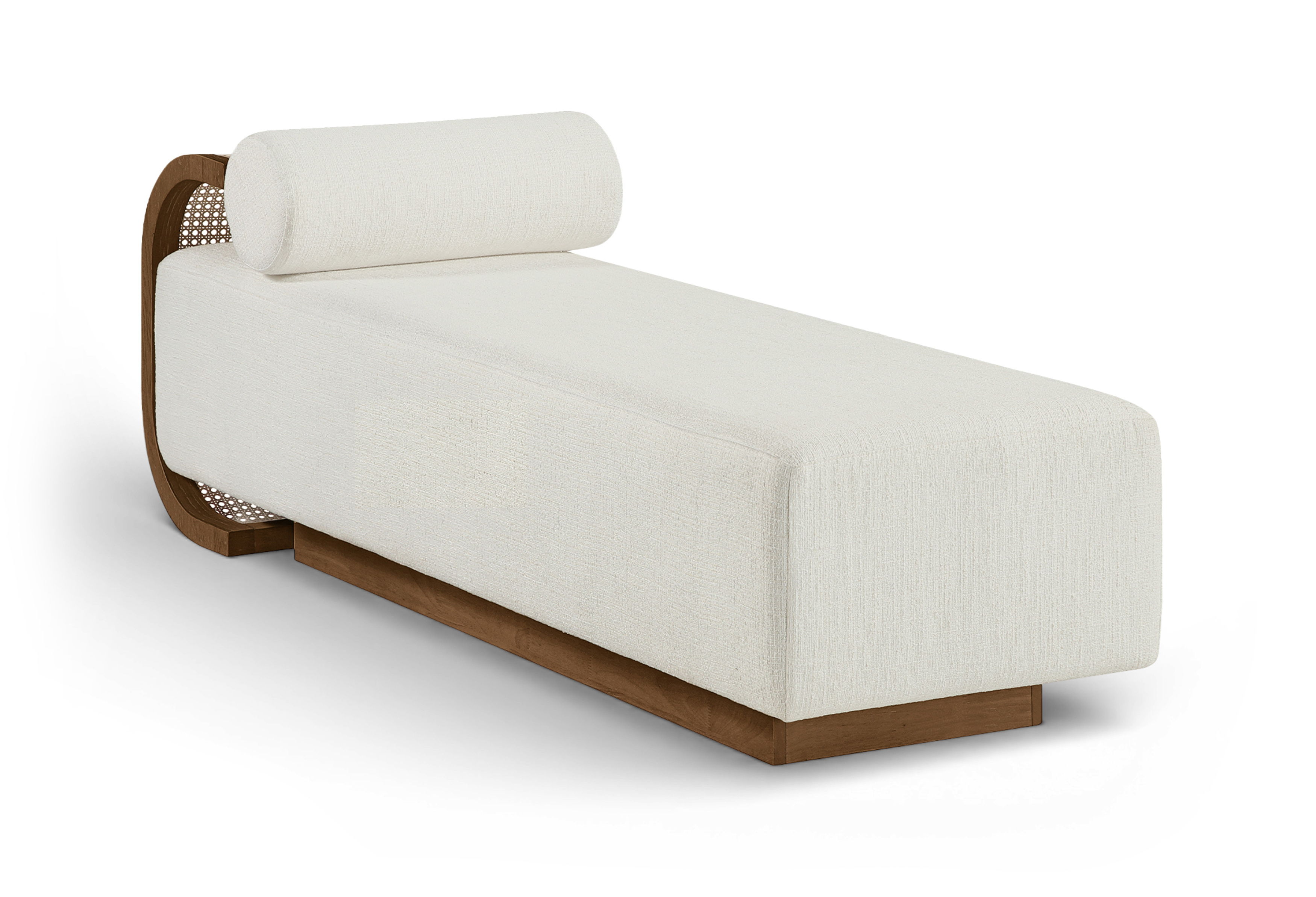 Zephyr - Linen Textured Fabric Upholstered Chaise - Cream / Painted Brown Walnut