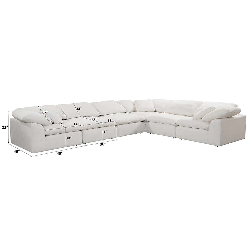 Naveen - Modular Armless Chair - Ivory Linen, white