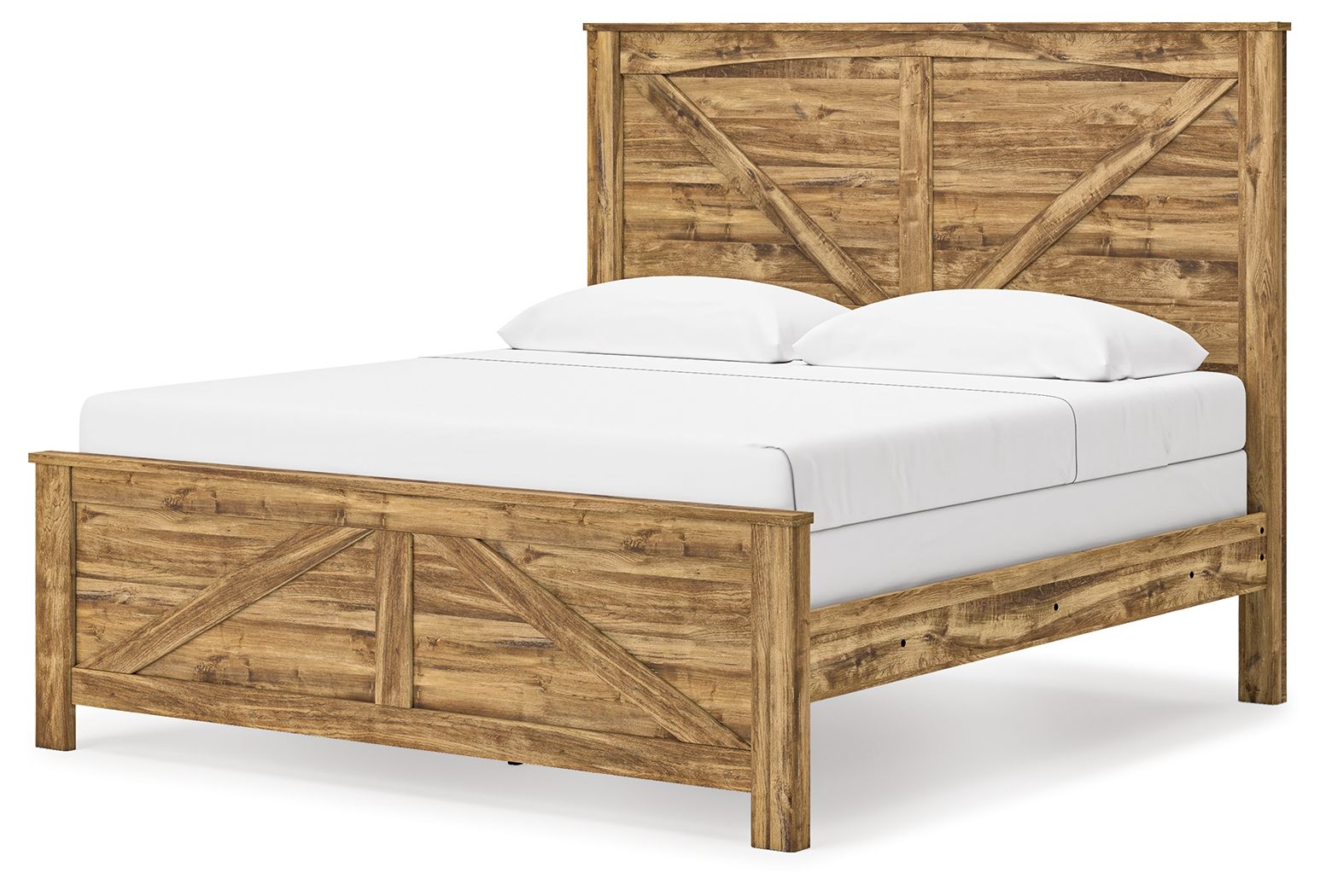 Ashley Furniture Maystonna - King Crossbuck Panel Bed - Brown - Image 4