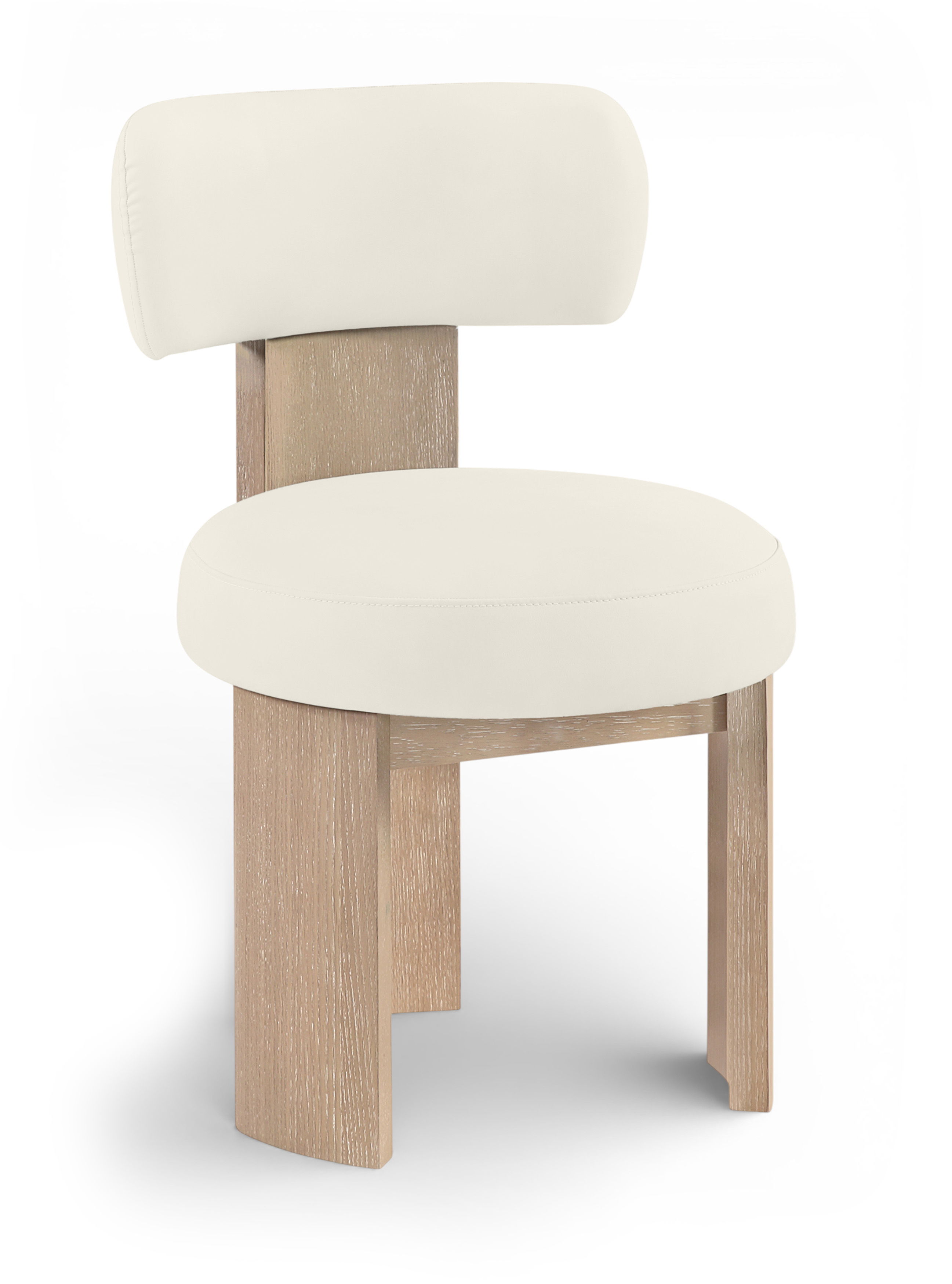 Atelier - Vegan Leather Upholstered Dining Chair (Set of 2) - Cream / Painted Natural