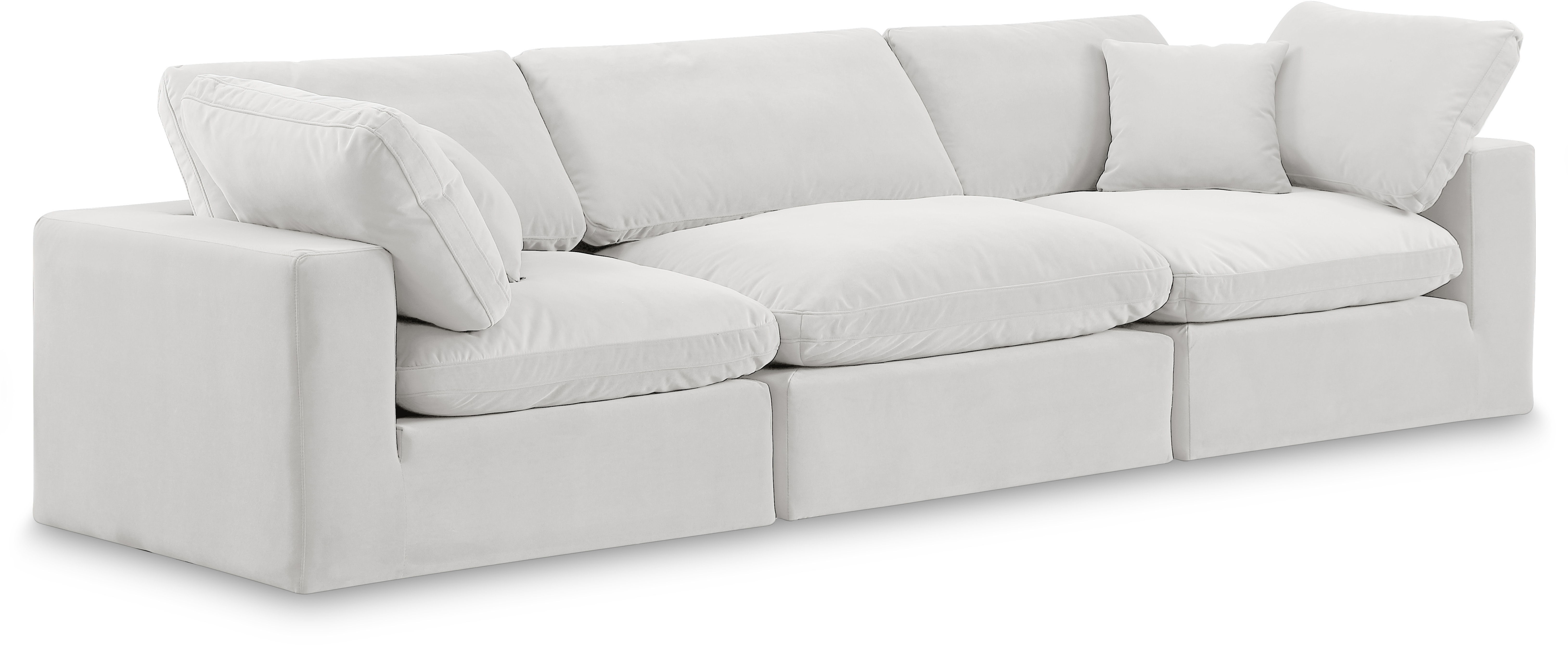 Comfy - Velvet Modular Sofa 3 Seats - White