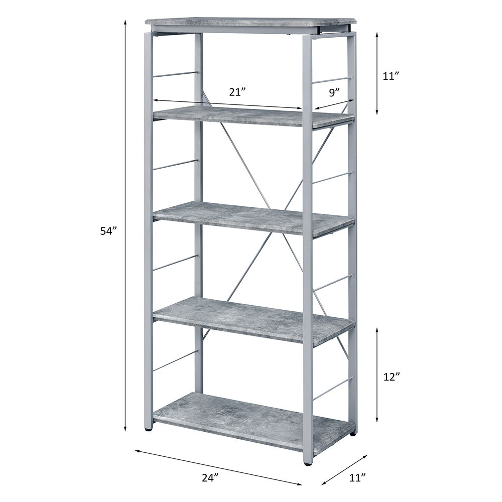 Jurgen - Bookshelf - Faux Concrete & Silver, silver, view 3