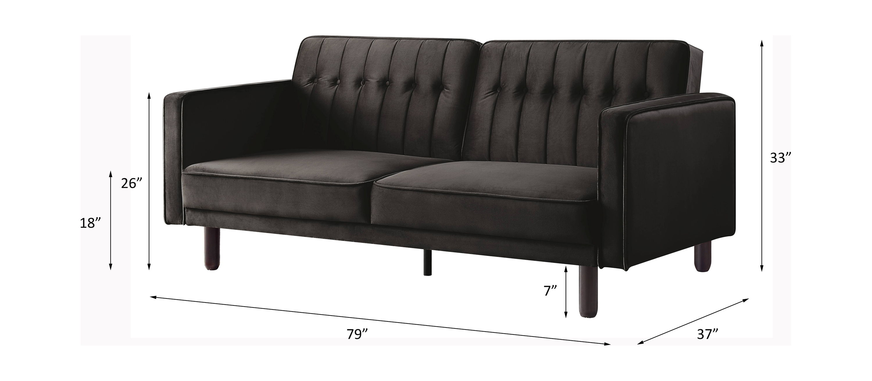 Qinven - Adjustable Sofa - Dark Brown Velvet, dark brown, view 8