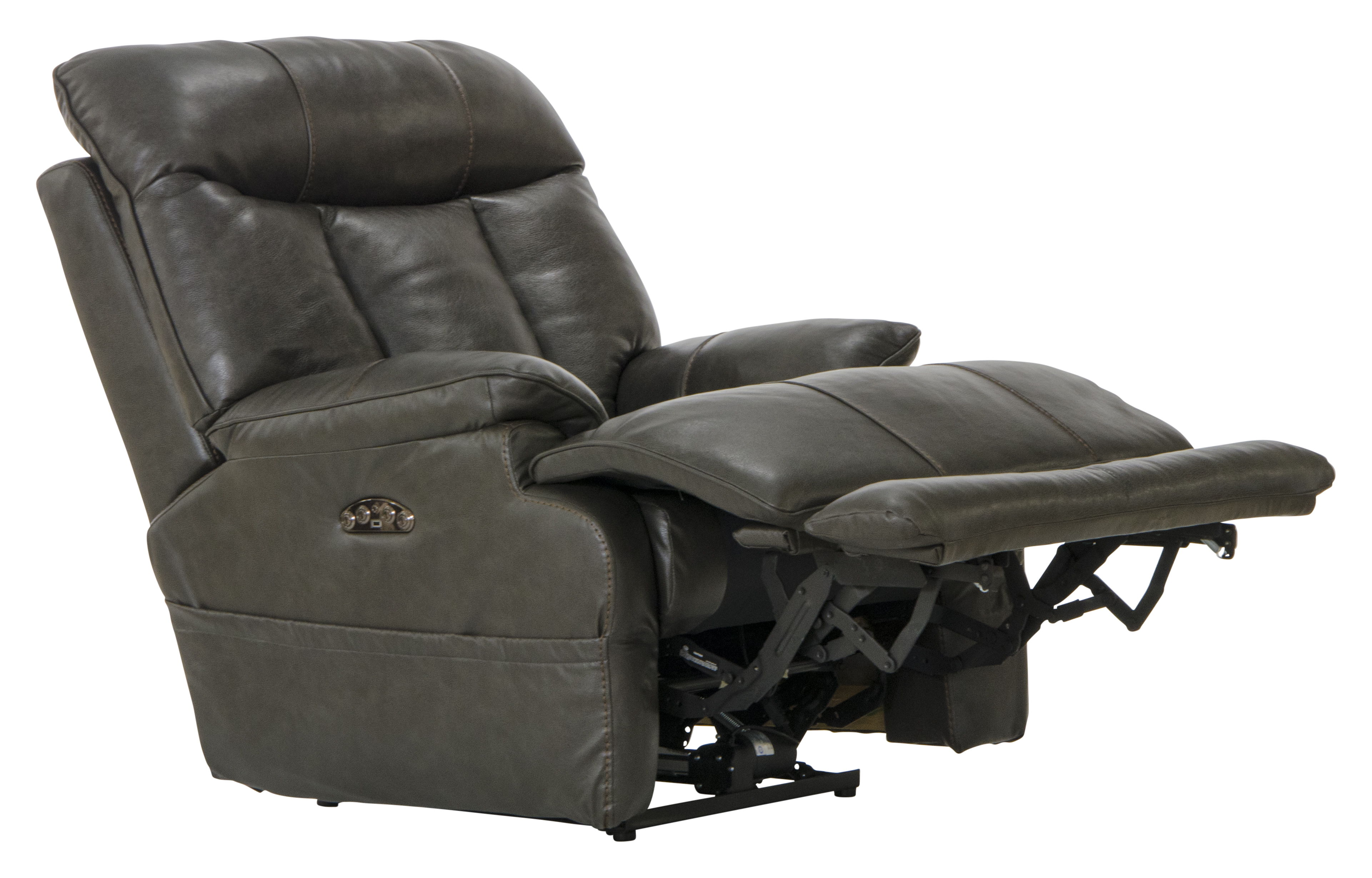 Naples - Power Headrest Power Lay Flat Recliner With Extended Ottoman - Steel