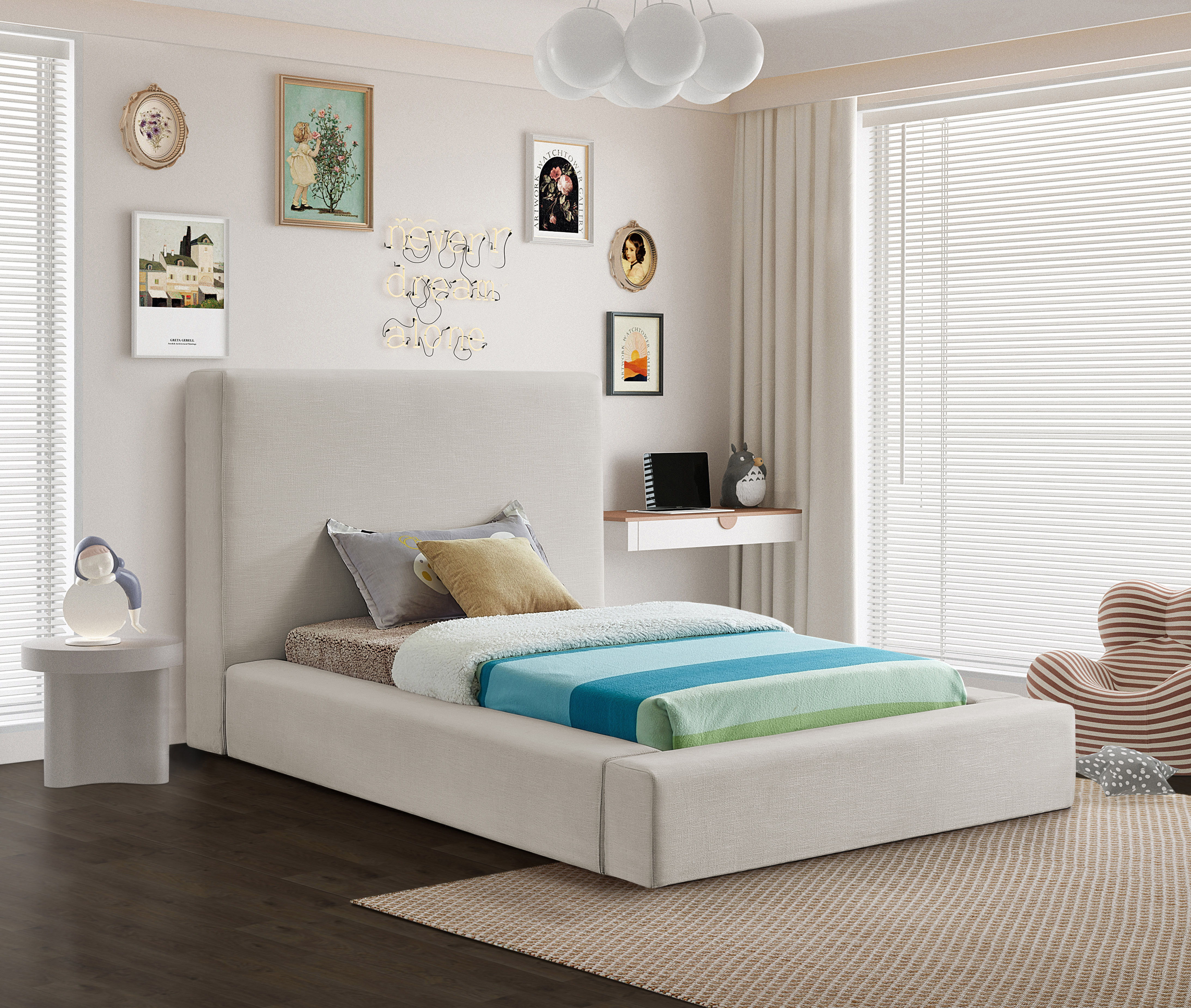 Devin - Twin Bed - Beige