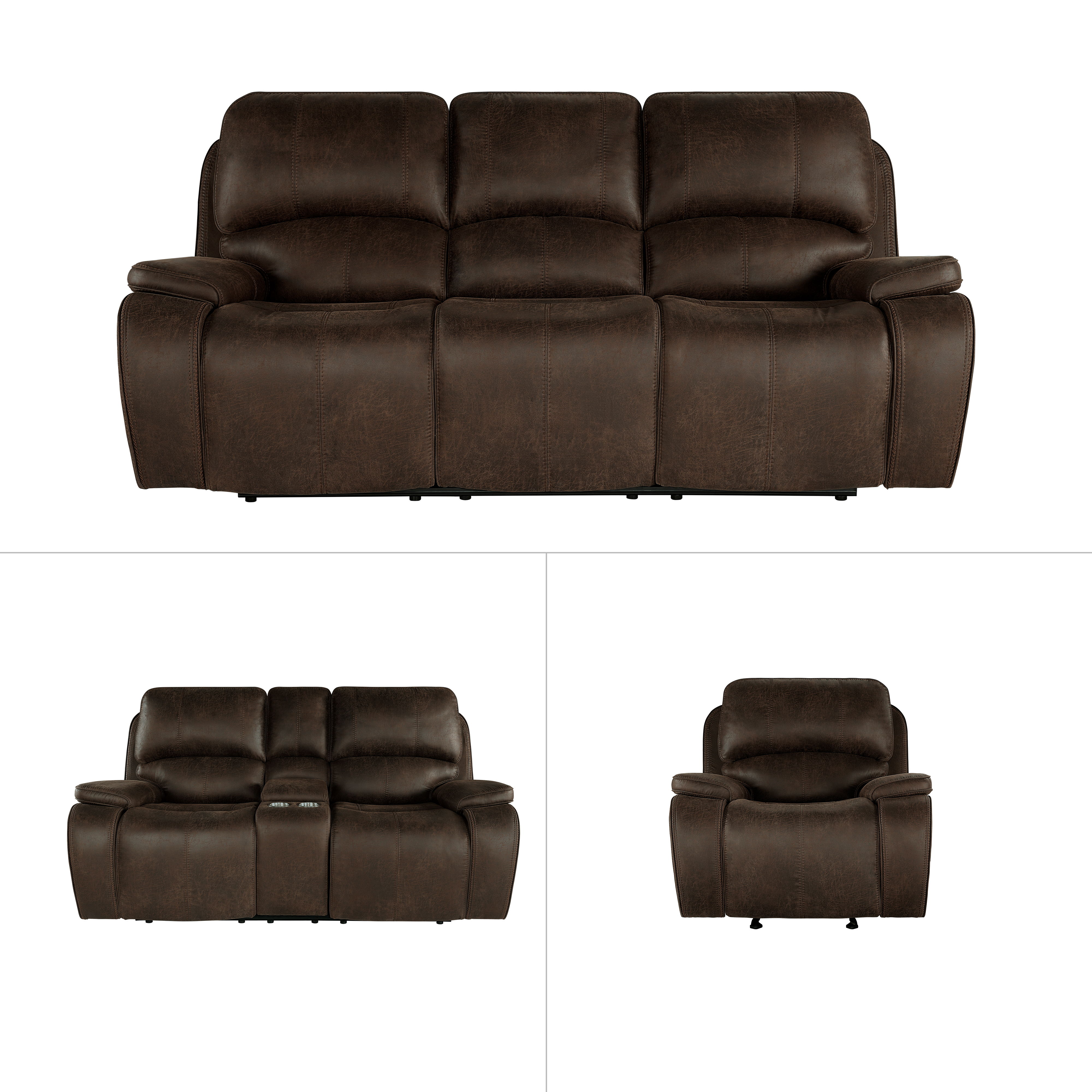 King · 3 Pc · P2 Sofa & Loveseat & Recliner With Power Headrest & Footrest