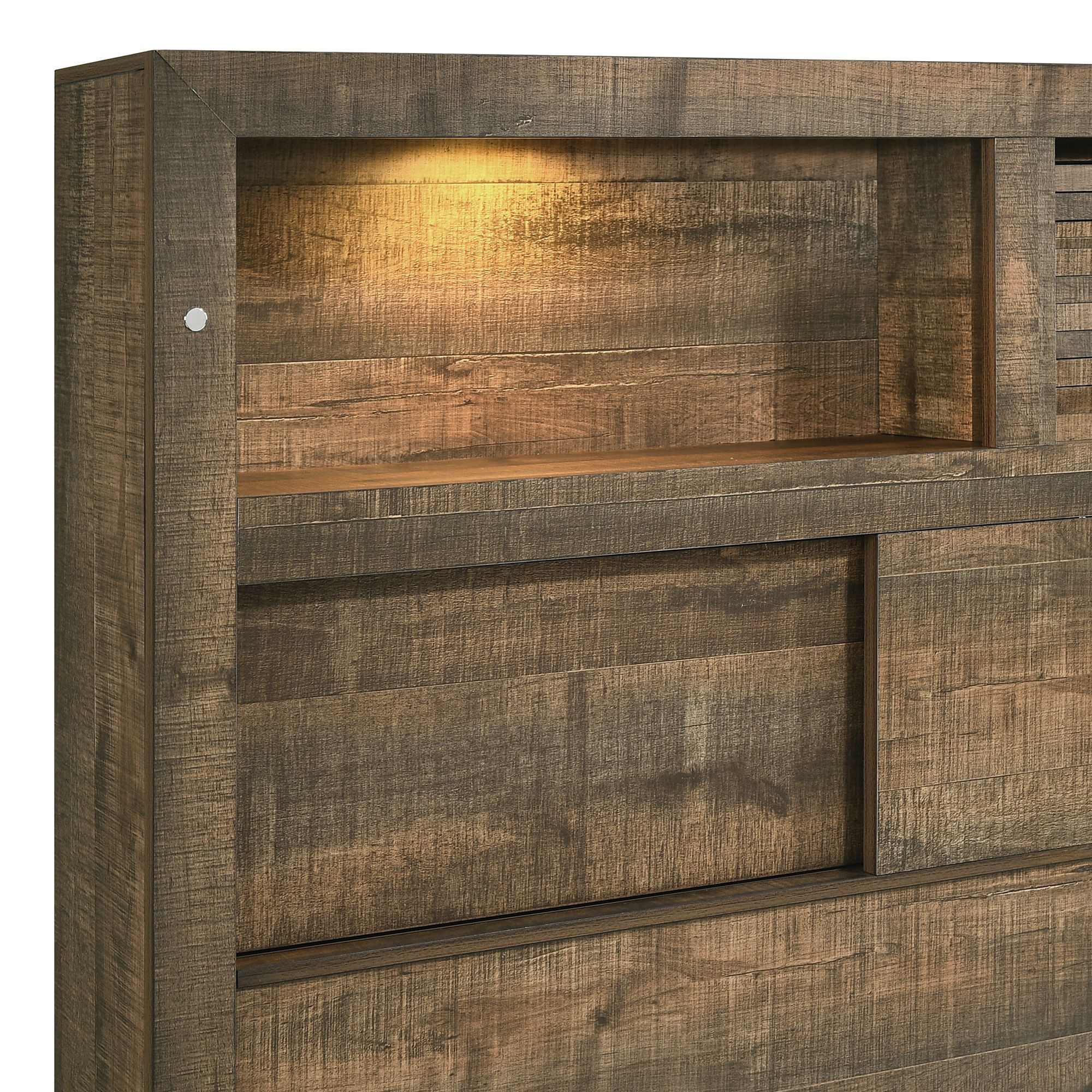 Bailey - King Bookcase Panel 5 Piece Bedroom Set - Walnut