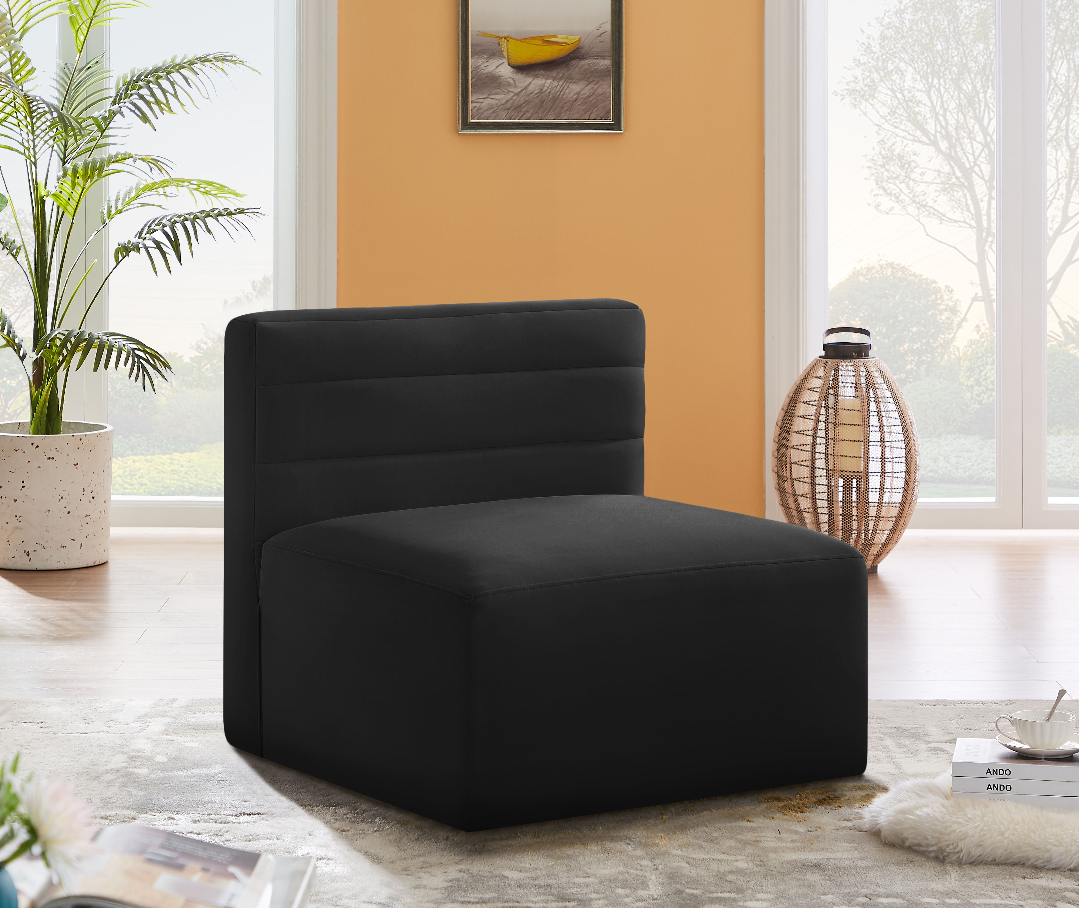 Quincy - Modular Armless Chair - Black