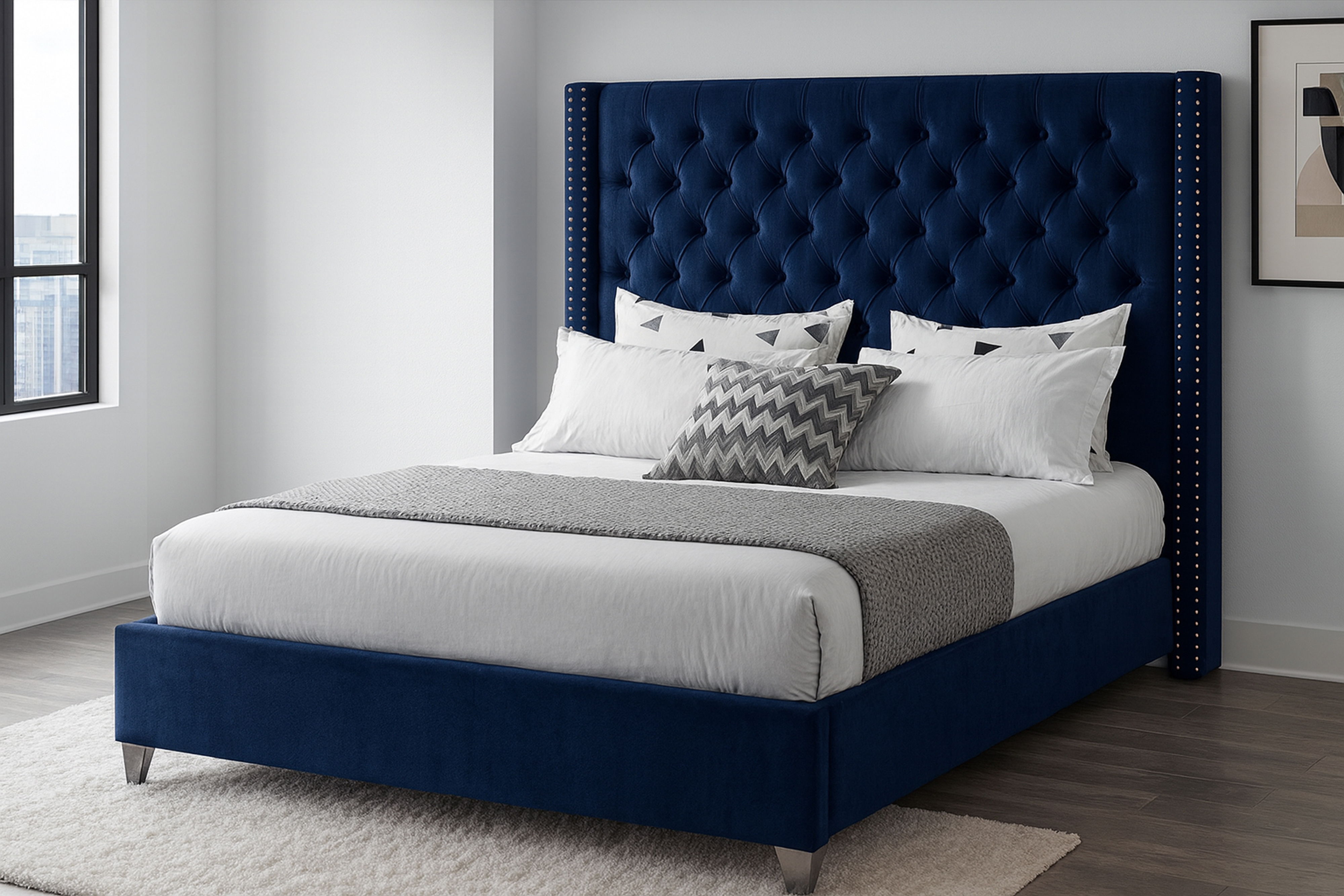 Aiden - Queen Bed - Navy