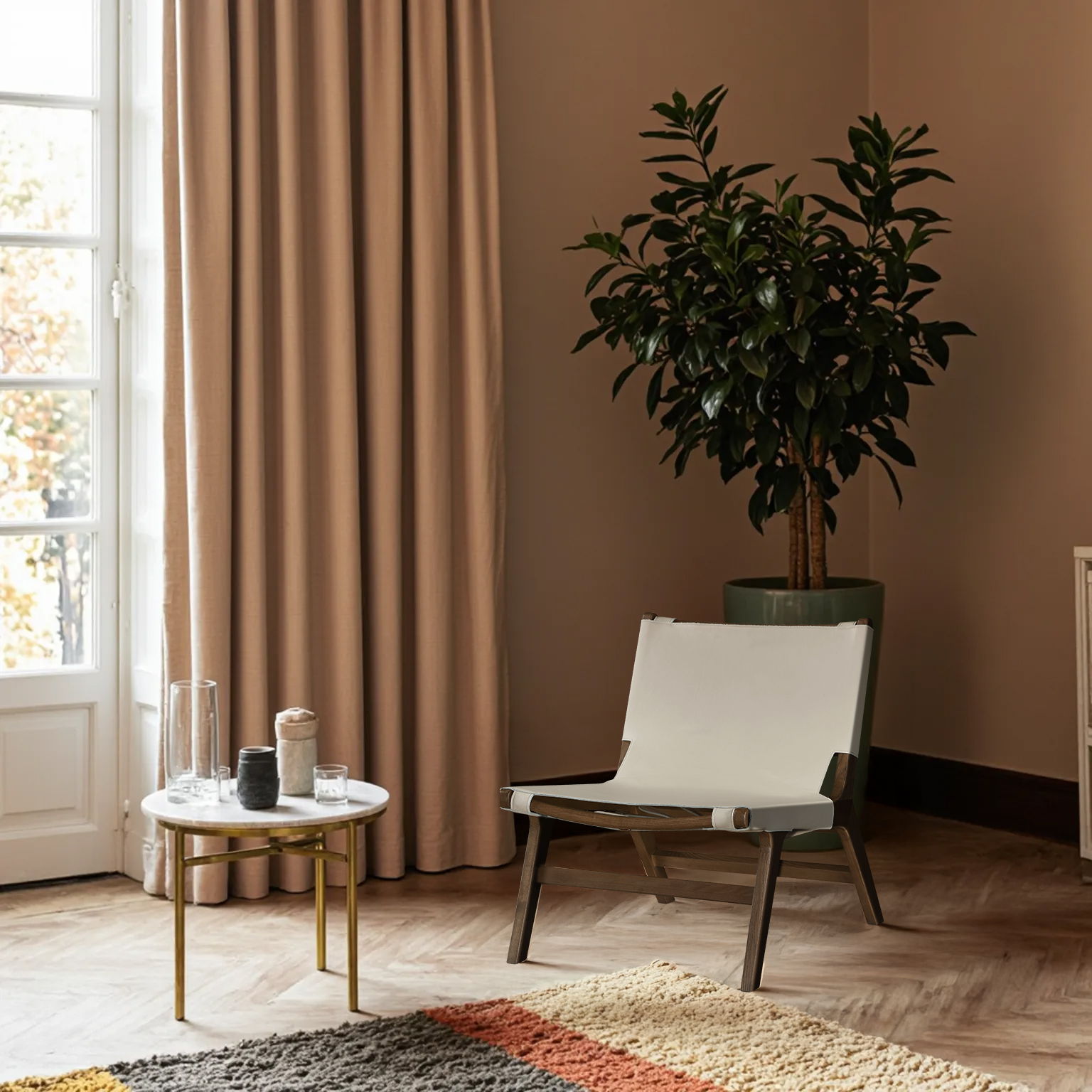 Rawlins - Vegan Leather Upholstered Accent Chair - Beige