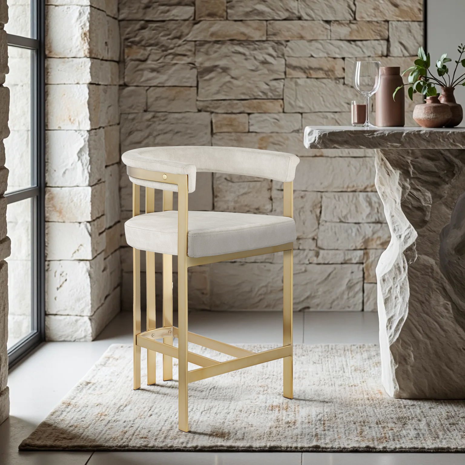 Marcello - Counter Stool (Set of 2) - Stone Colored