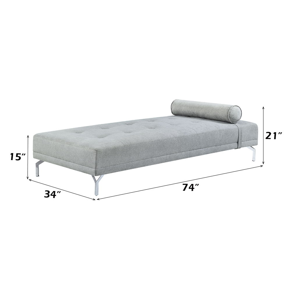 Quenti - Sofa Bed With Pillow - Gray Melange Velvet, gray, view 5