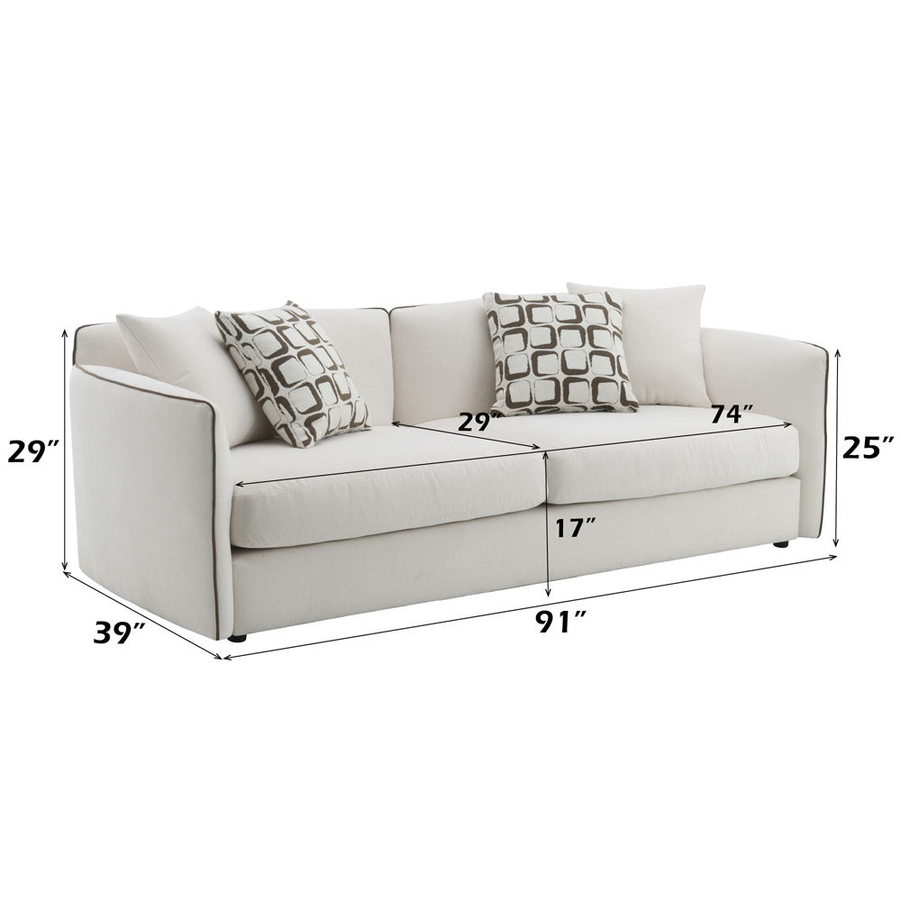 Yolanda - Sofa With 4 Pillows - Beige Chenille, beige, view 7