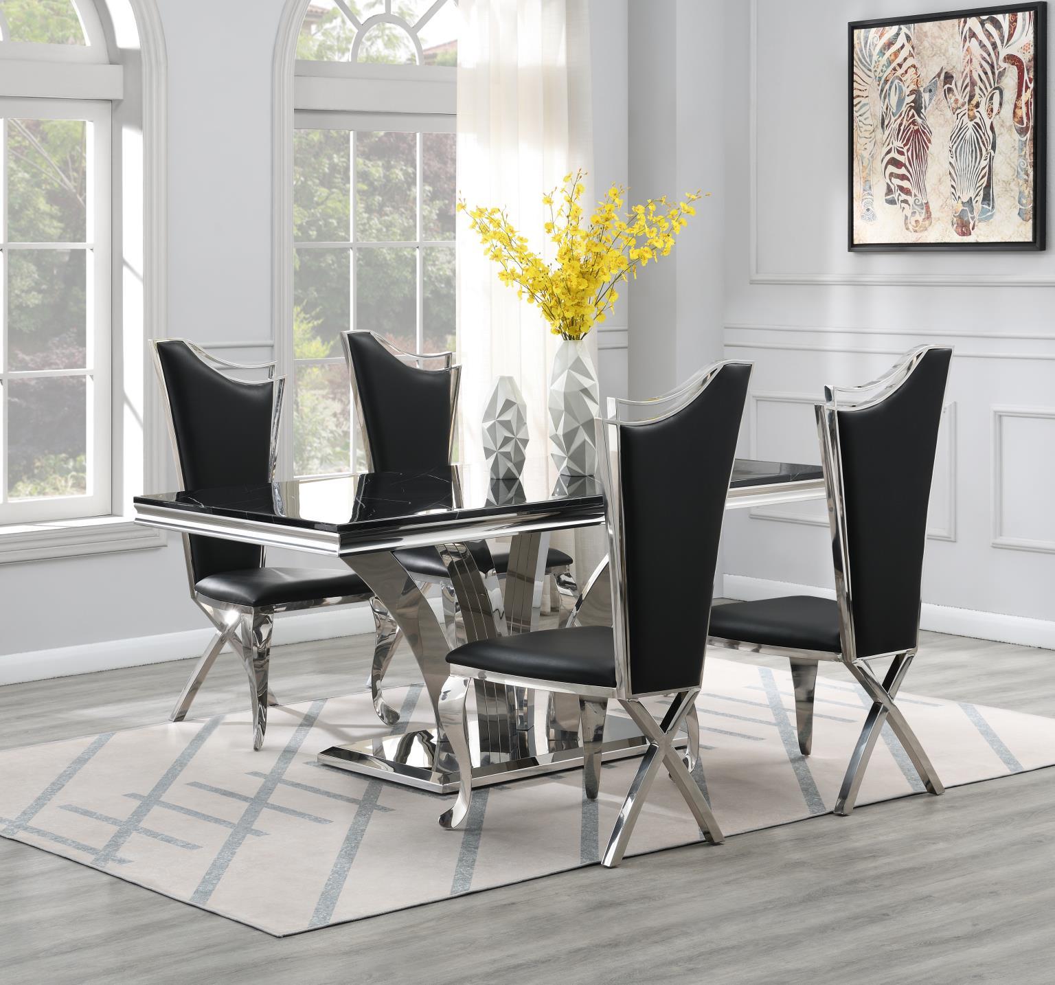 5 Pc · Table, 4 Leather Chairs