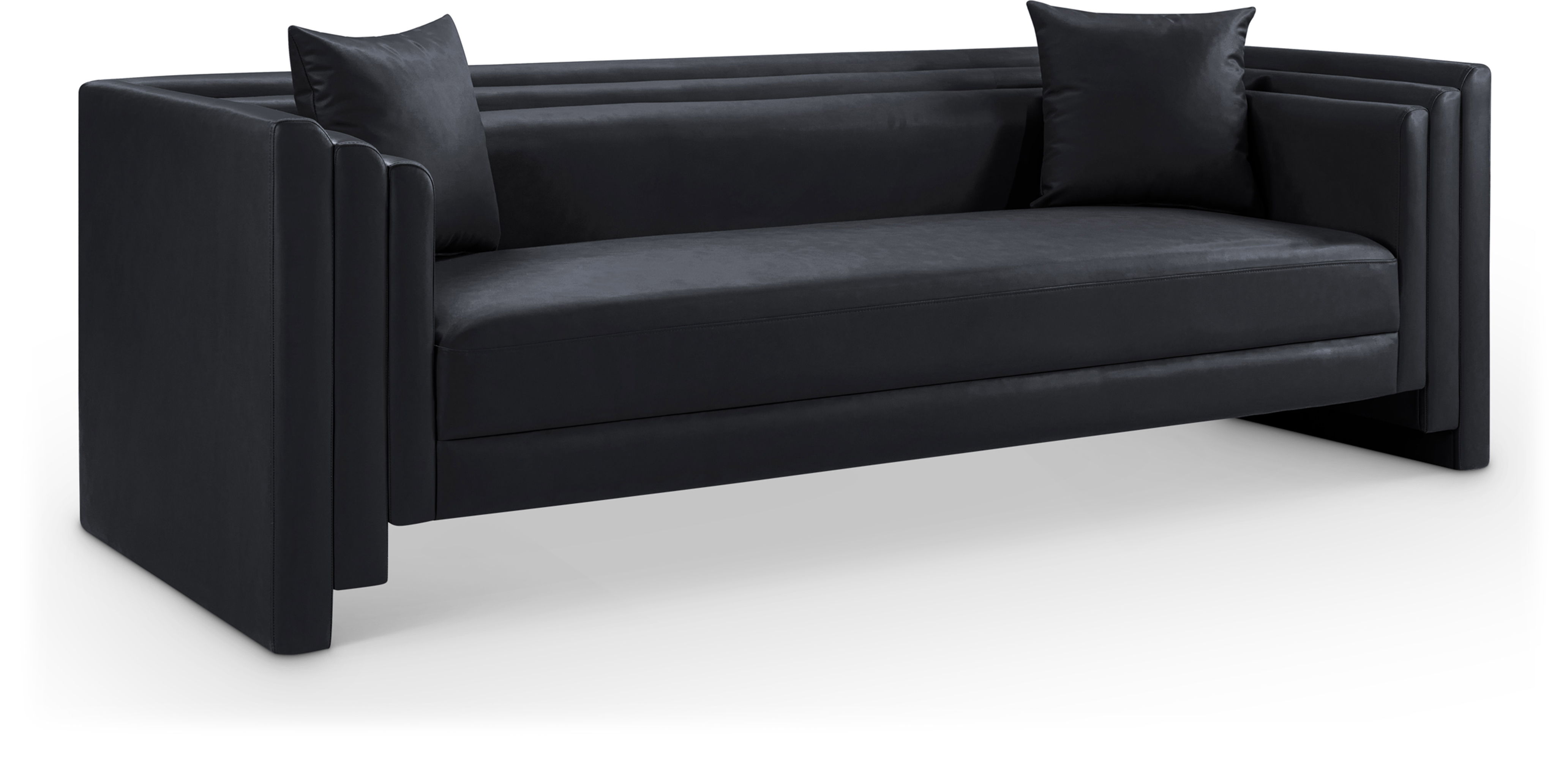 Everett - Vegan Leather 88.5" Upholstered Sofa - Black