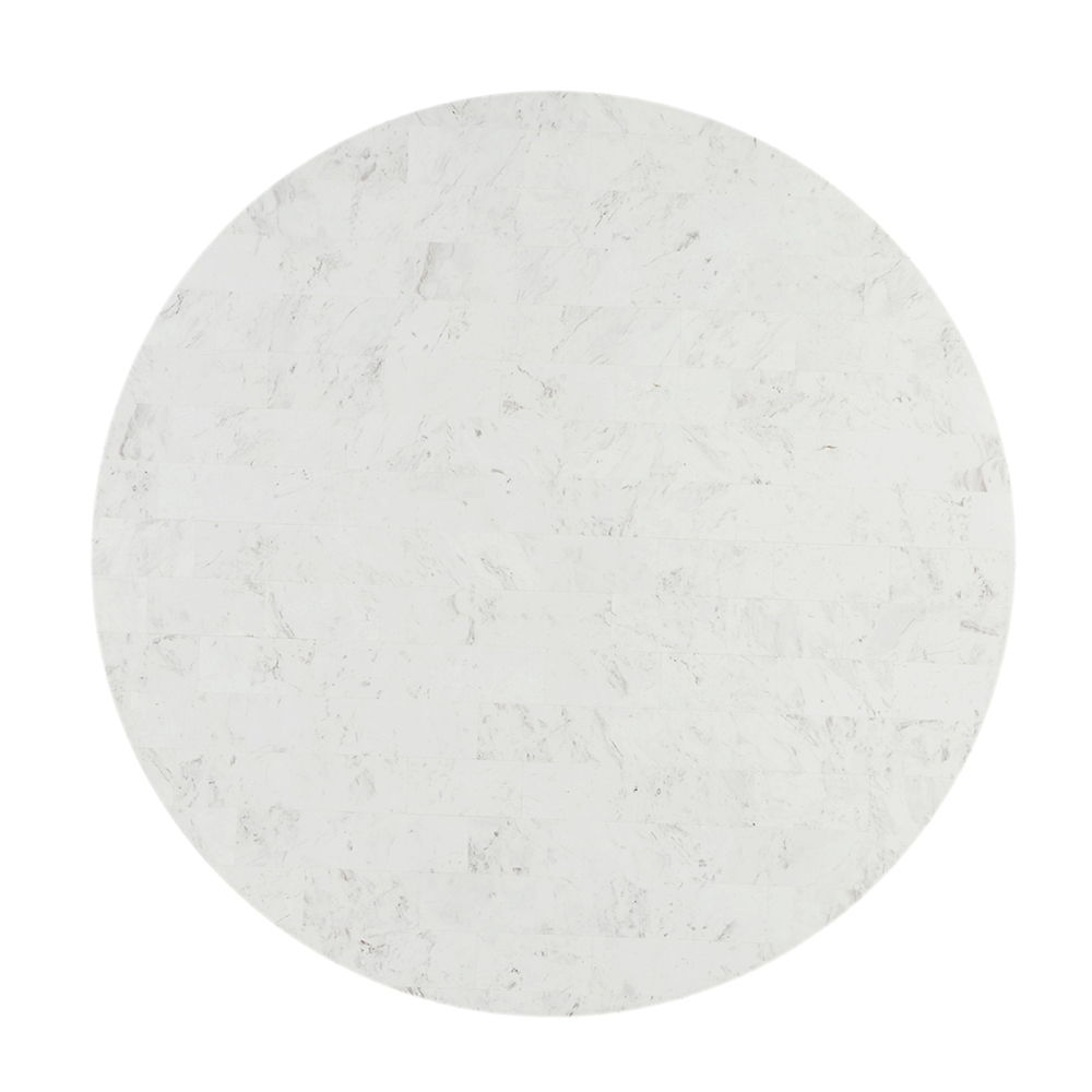 Kala - Round Dining Table With Marble Top - Natural Marble Top & Oak, light brown, view 2