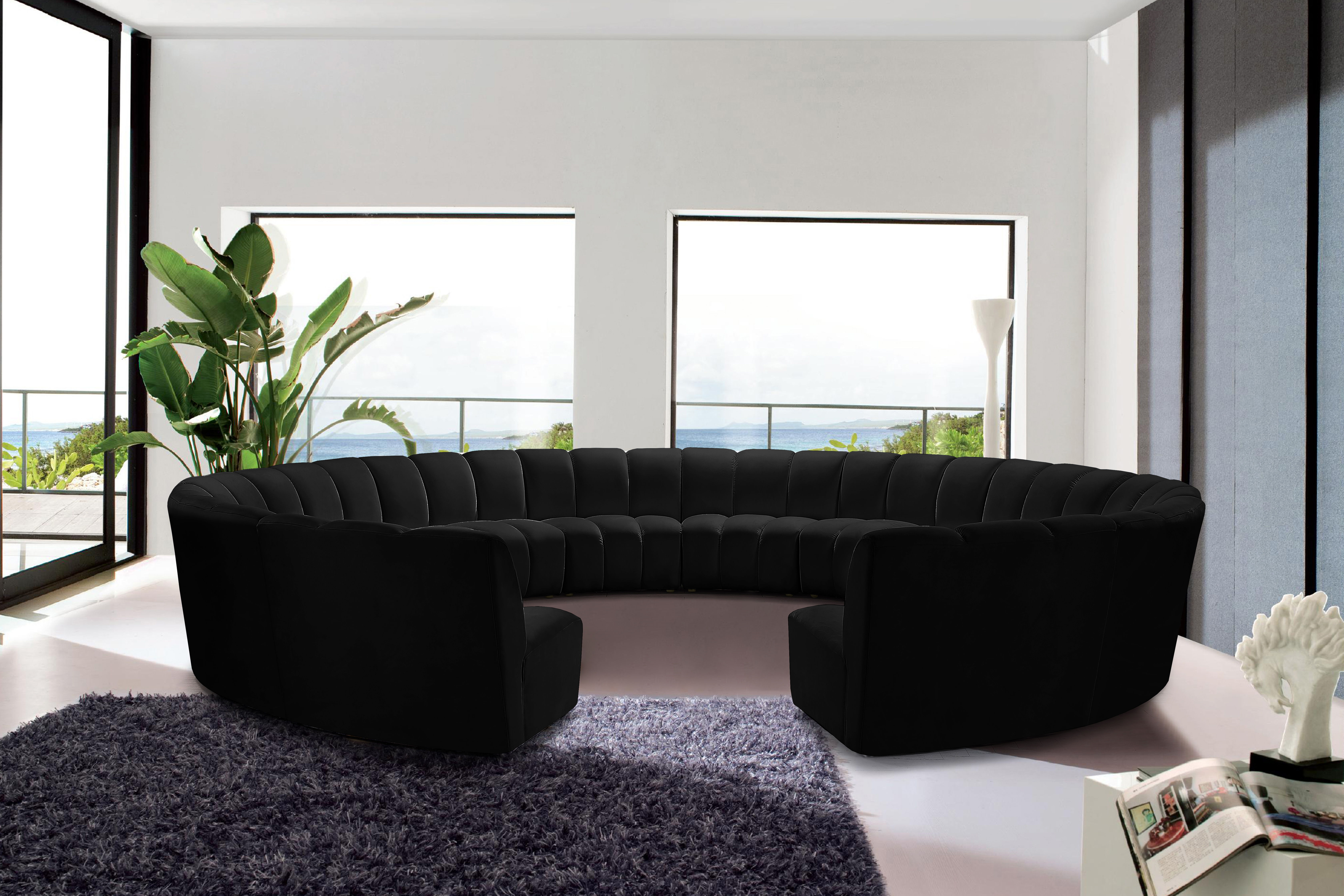 Infinity - 12 Piece Fabric Modular Sectional - Black