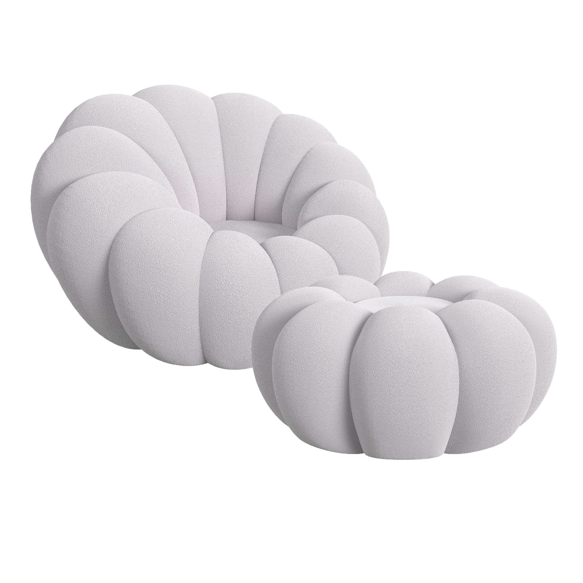 Bubble - Swivel Chair And Ottoman - Gray
