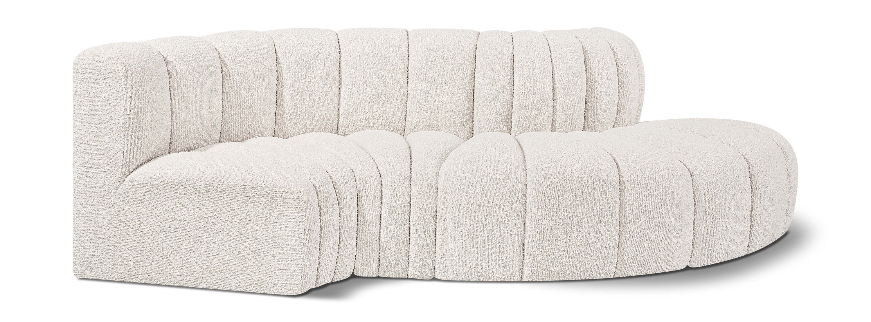 Arc - Boucle Fabric 4 Piece L-Shaped Modular Sofa - Cream